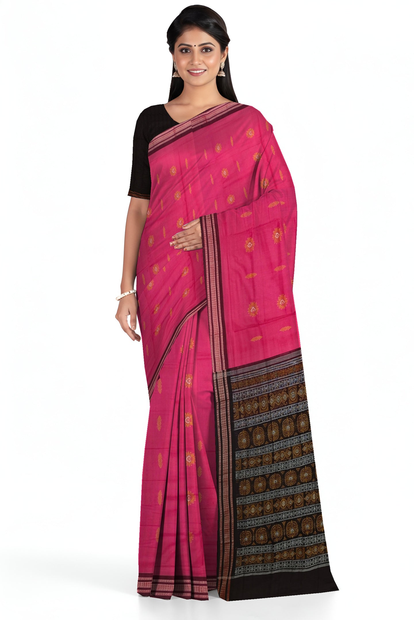 Hot Pink Bomkai Sambalapuri Saree