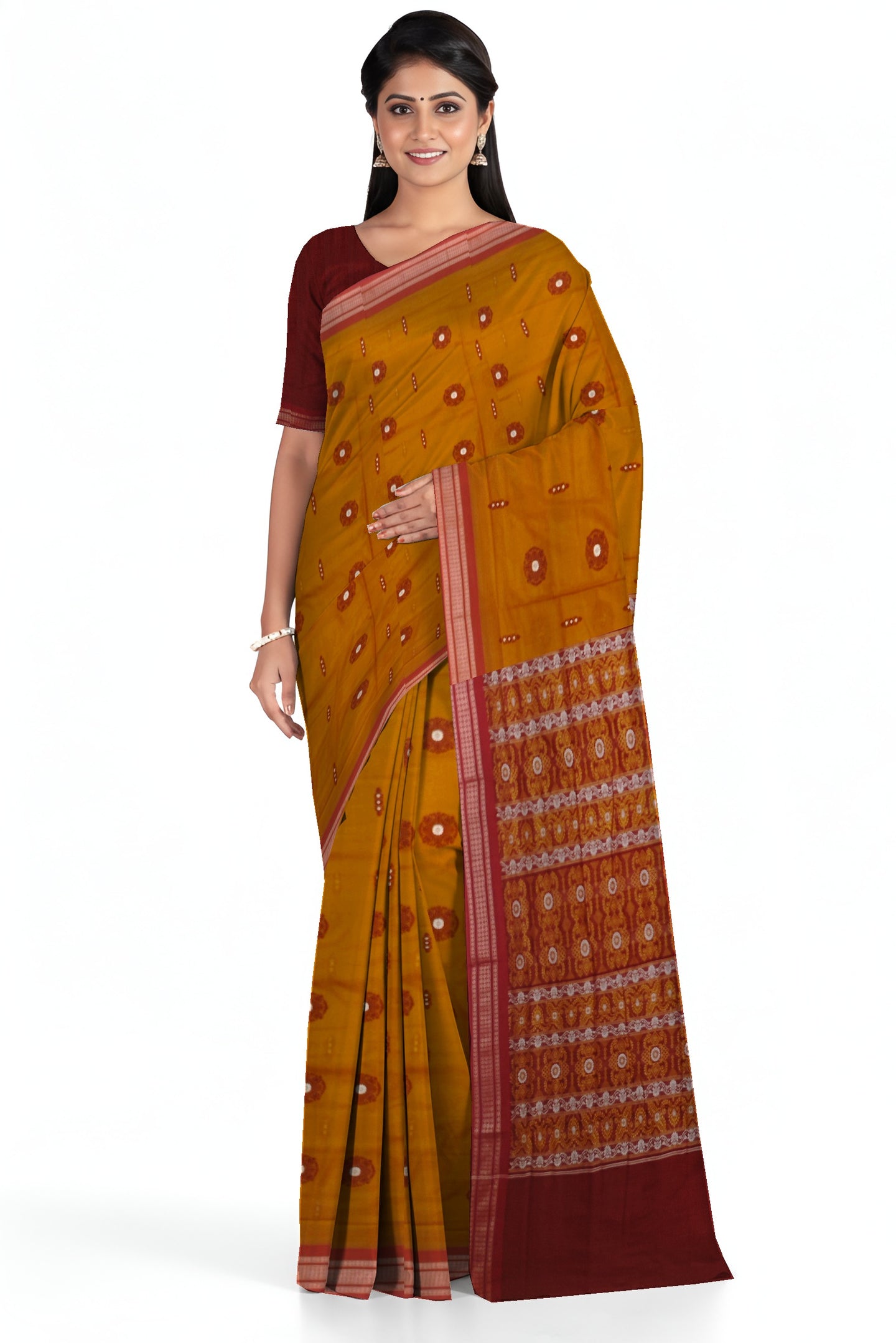 Deep Brown Bomkai Sambalapuri Saree