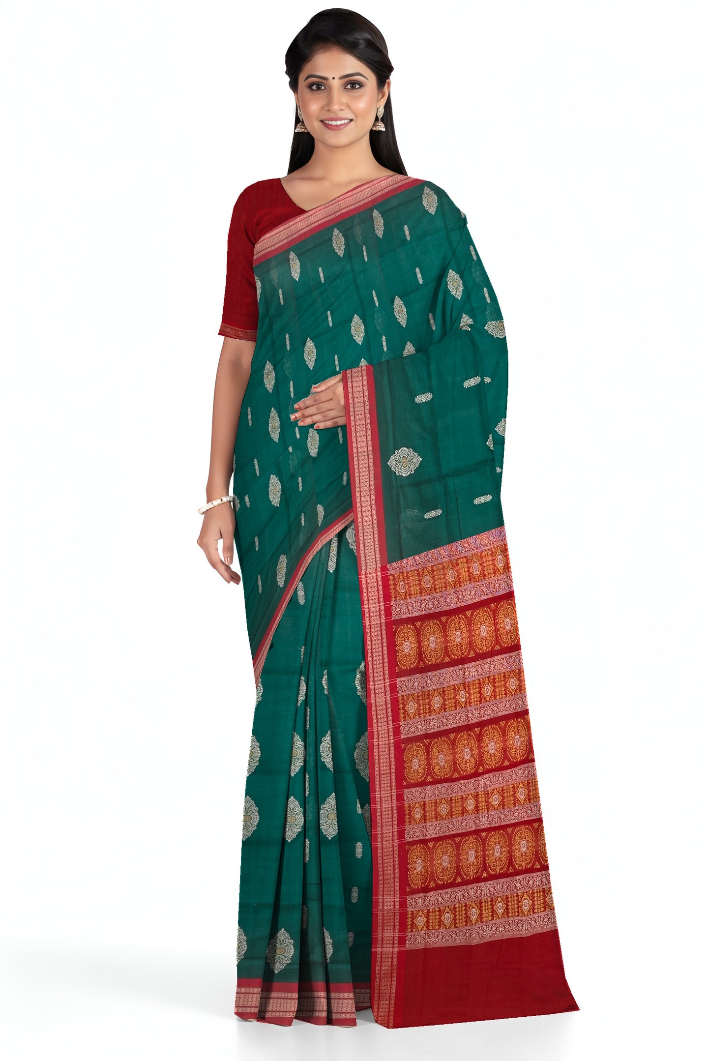 Green Bomkai Sambalapuri Saree