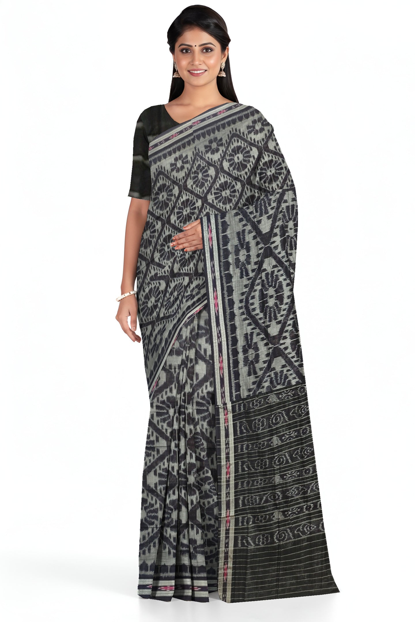 Black Mania Bandha Traditional Katiki Saree | Odisha Handloom GI Tagged | Devnika