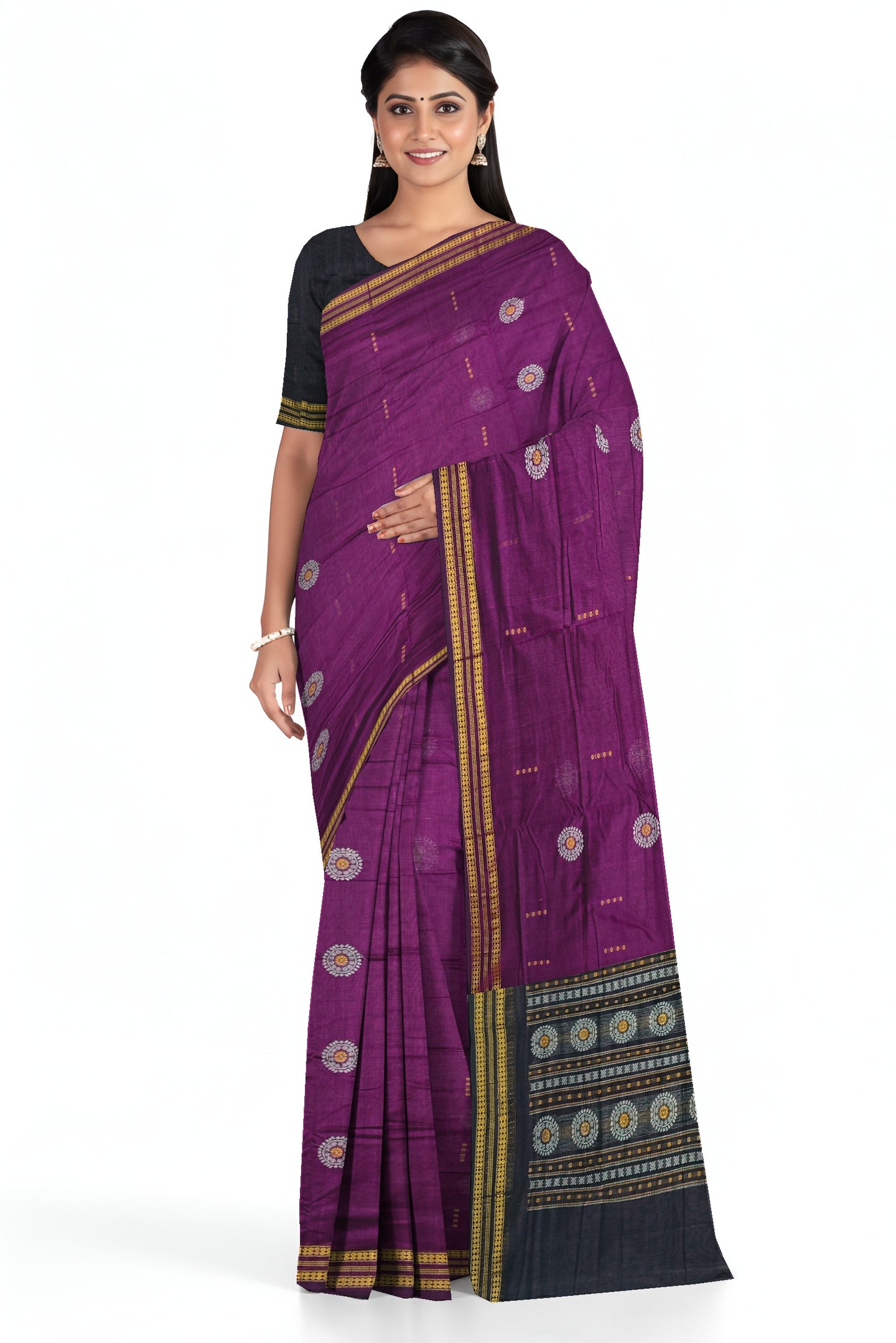 Purple Bomkai Butti Sambalapuri Saree | Odisha Handloom GI Tagged | Devnika