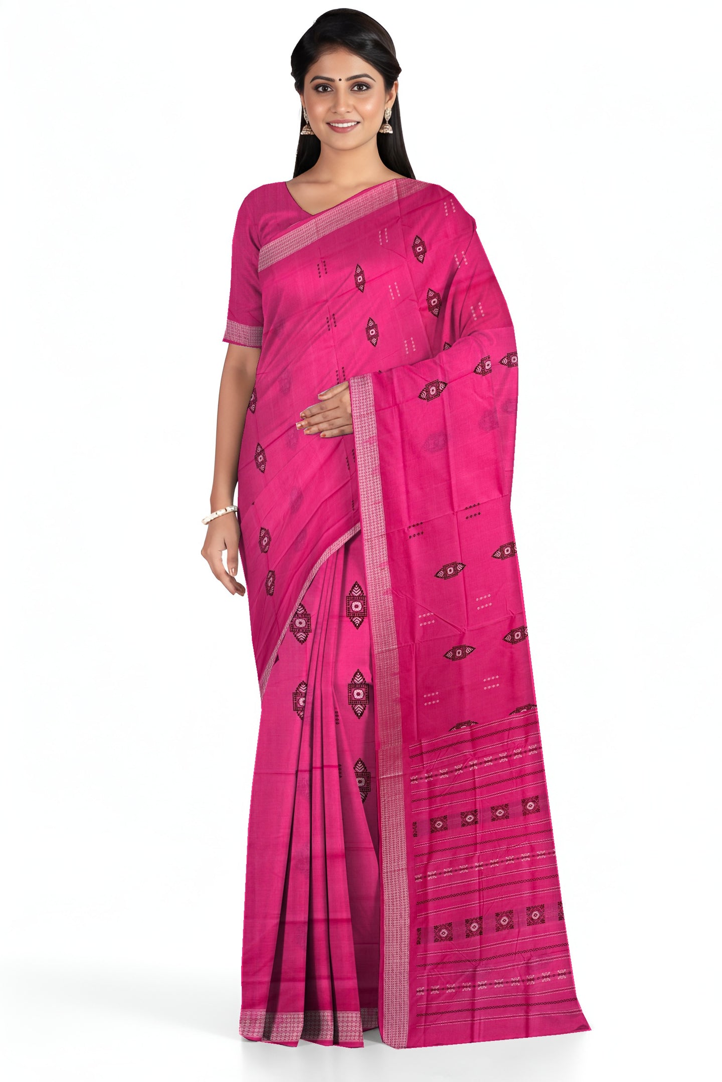 Pink Bomkai Butti Sambalapuri | Odisha Handloom GI Tagged | Devnika