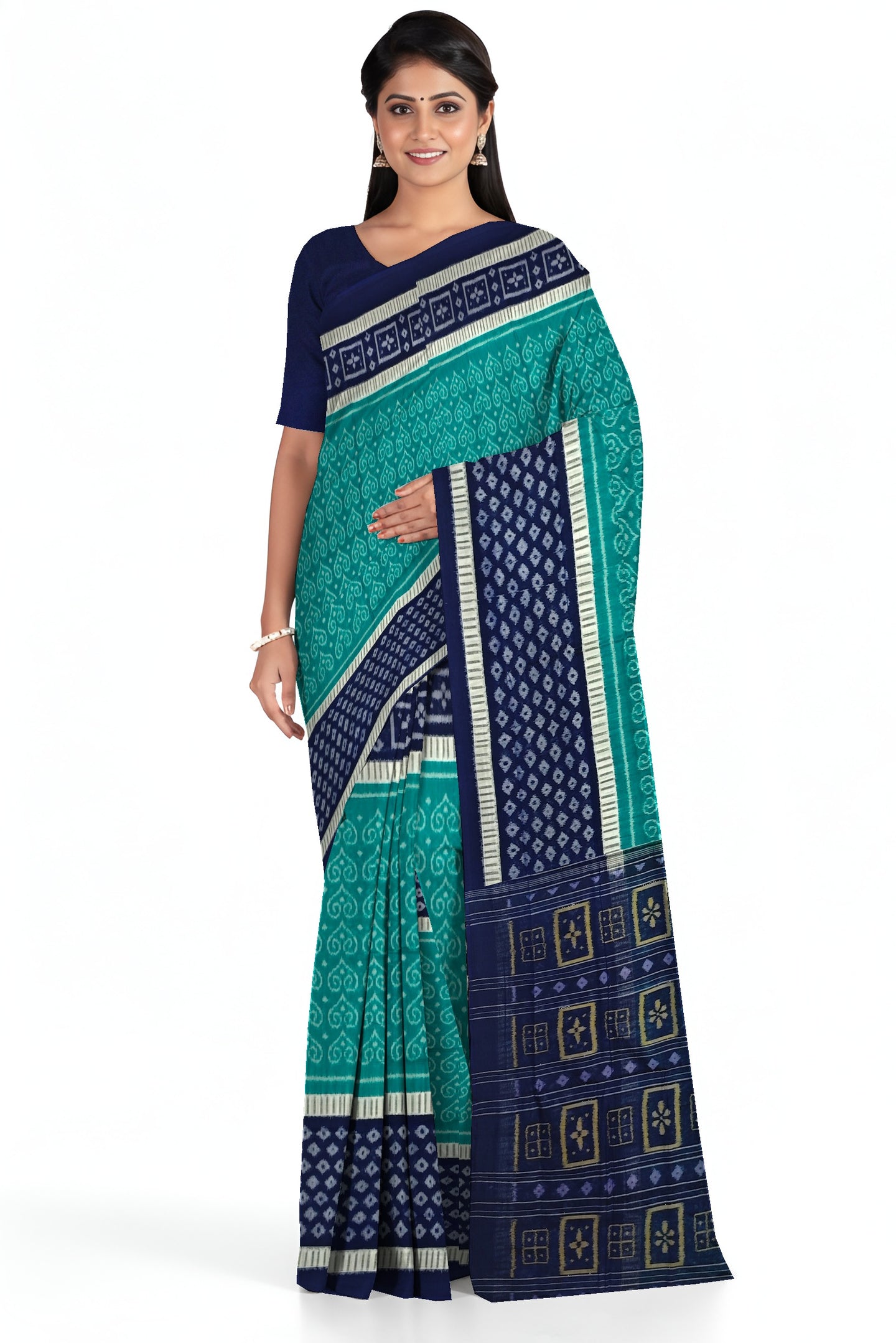 Teal Green Body Bandha Saree