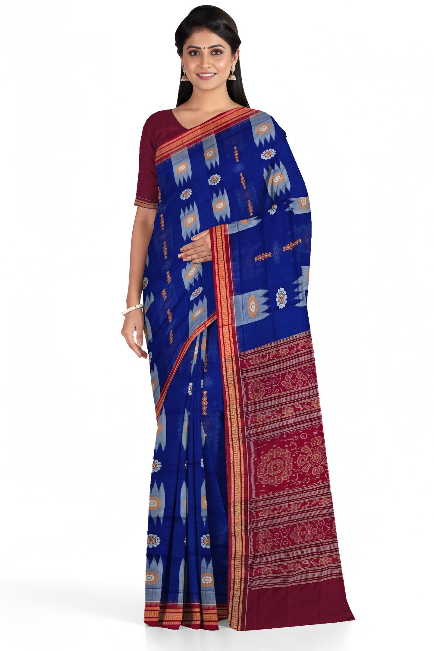 Blue Bandha Bomkai Saree | Odisha Handloom GI Tagged | Devnika