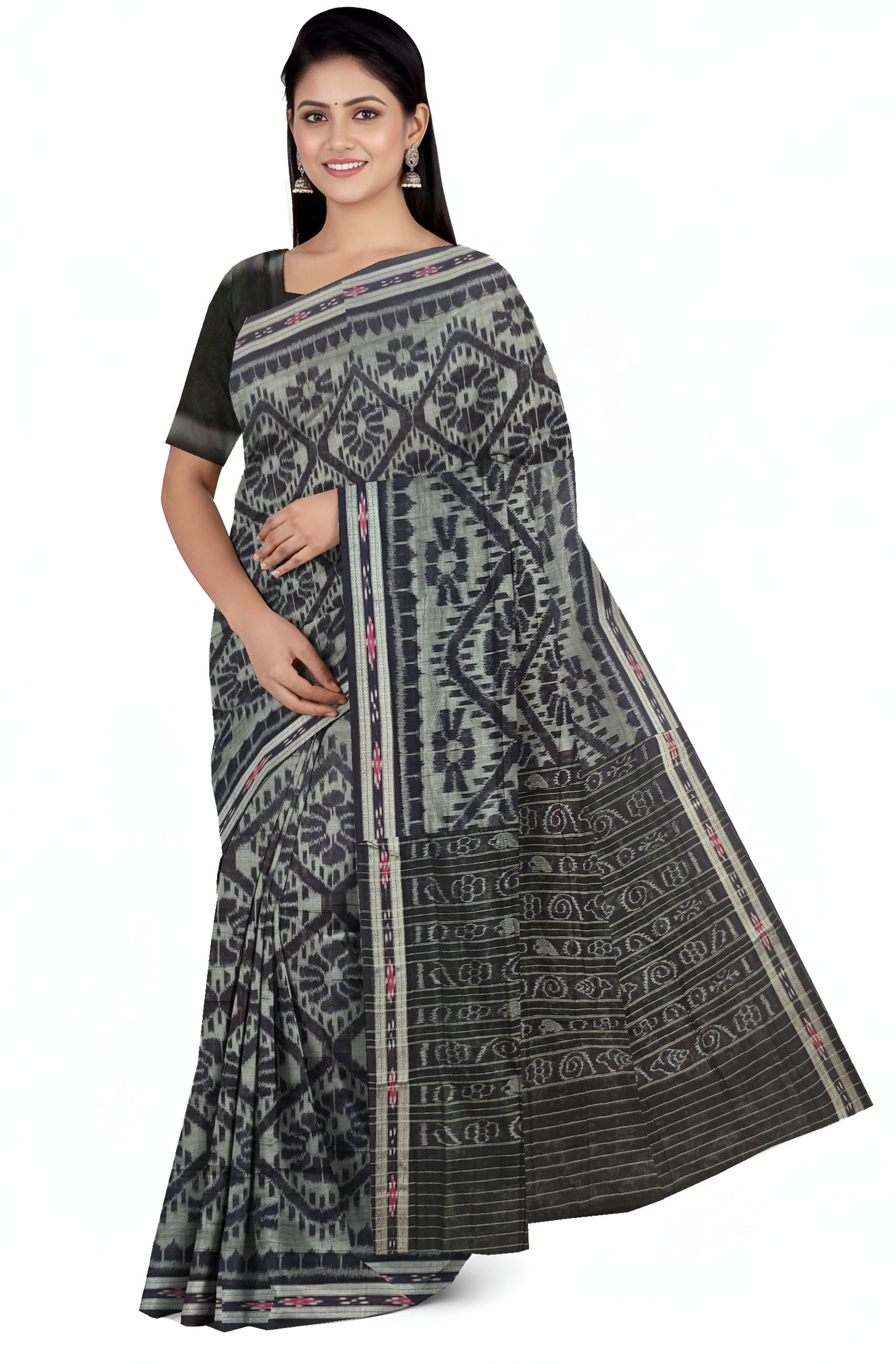 Black Mania Bandha Traditional Katiki Saree | Odisha Handloom GI Tagged | Devnika
