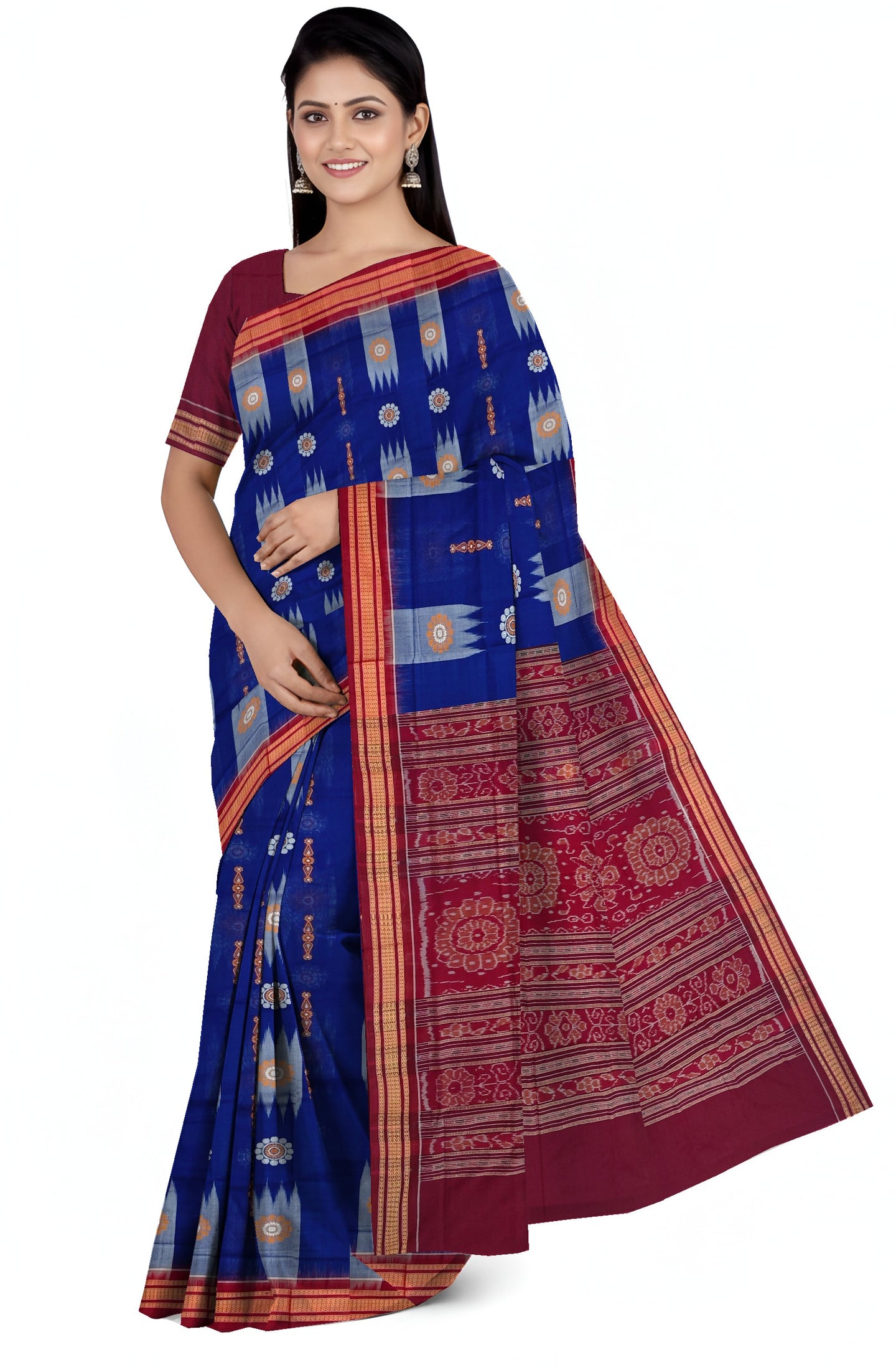 Blue Bandha Bomkai Saree | Odisha Handloom GI Tagged | Devnika