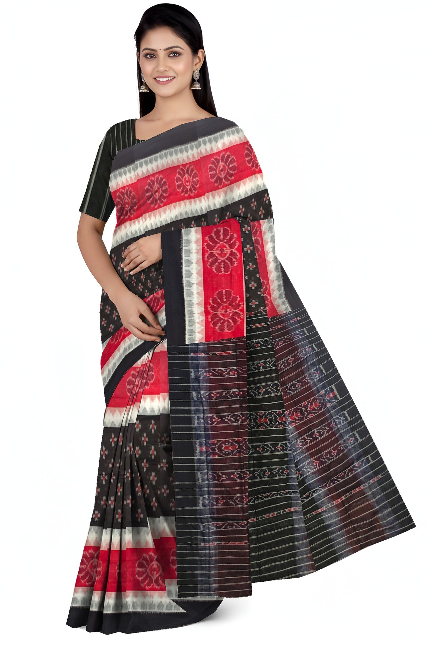 Black Mania Bandha Traditional Katiki Saree | Odisha Handloom GI Tagged | Devnika