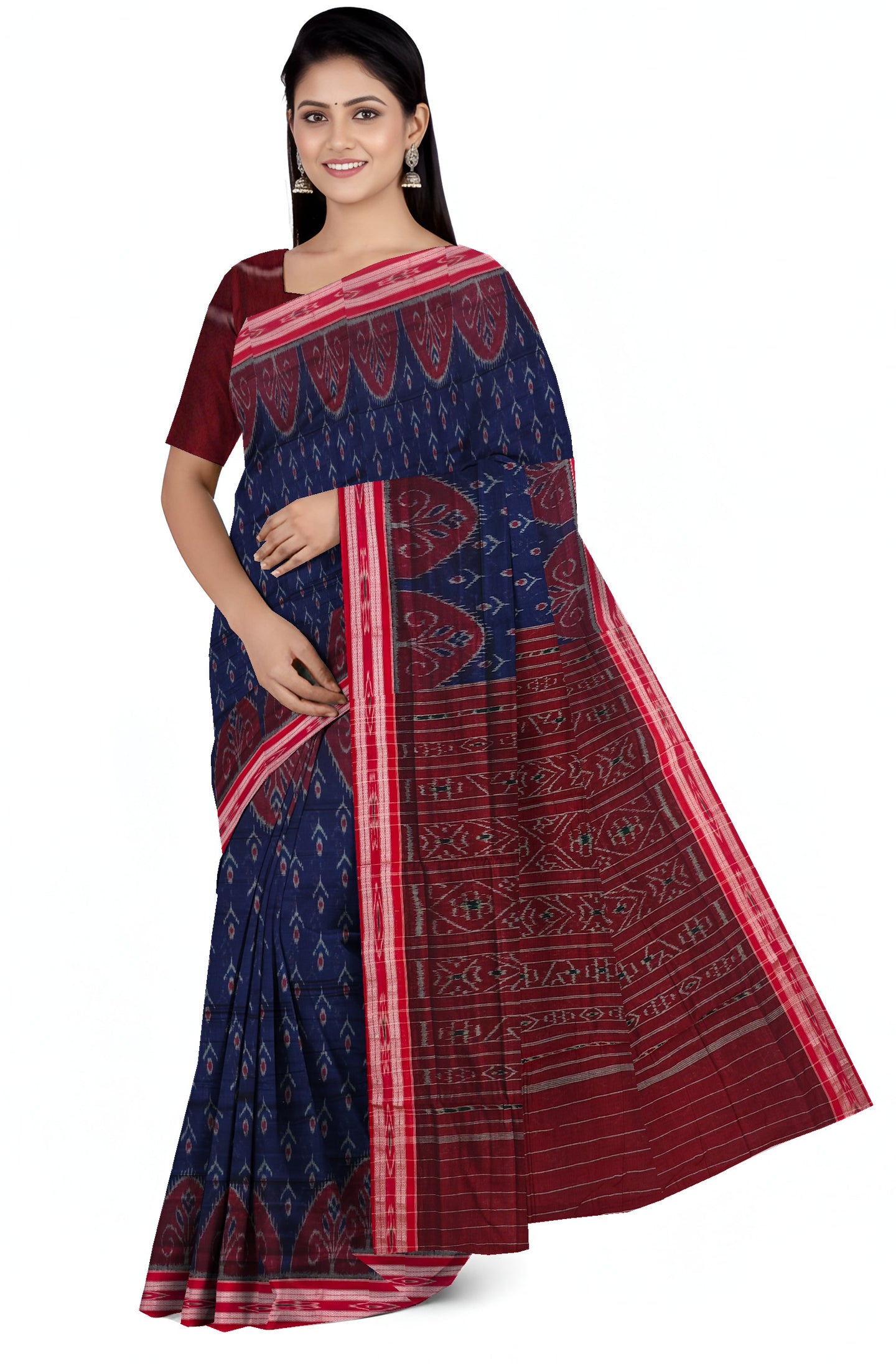 Deep Blue Mania Bandha Traditional Katiki Saree | Odisha Handloom GI Tagged | Devnika