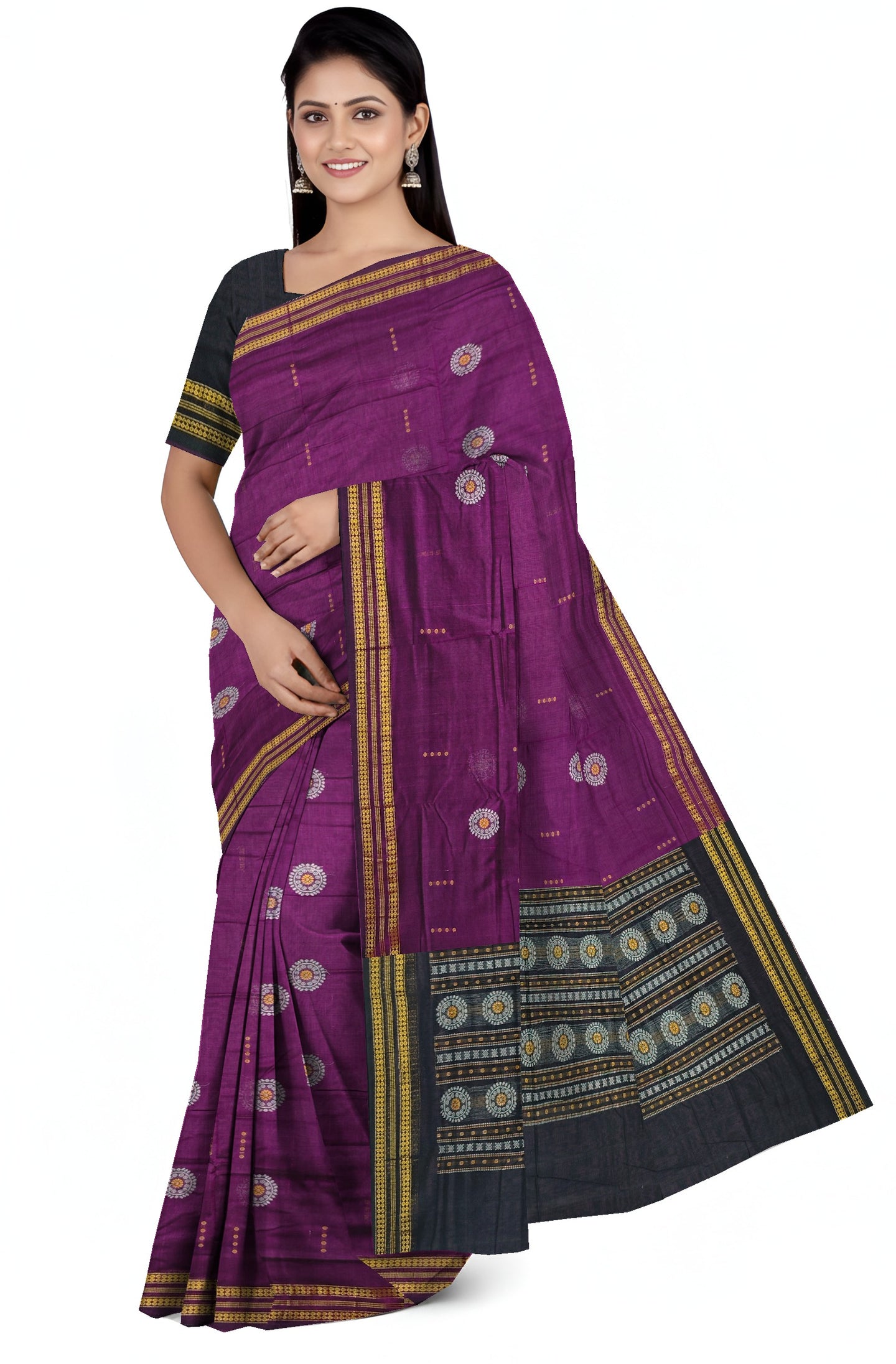 Purple Bomkai Butti Sambalapuri Saree | Odisha Handloom GI Tagged | Devnika