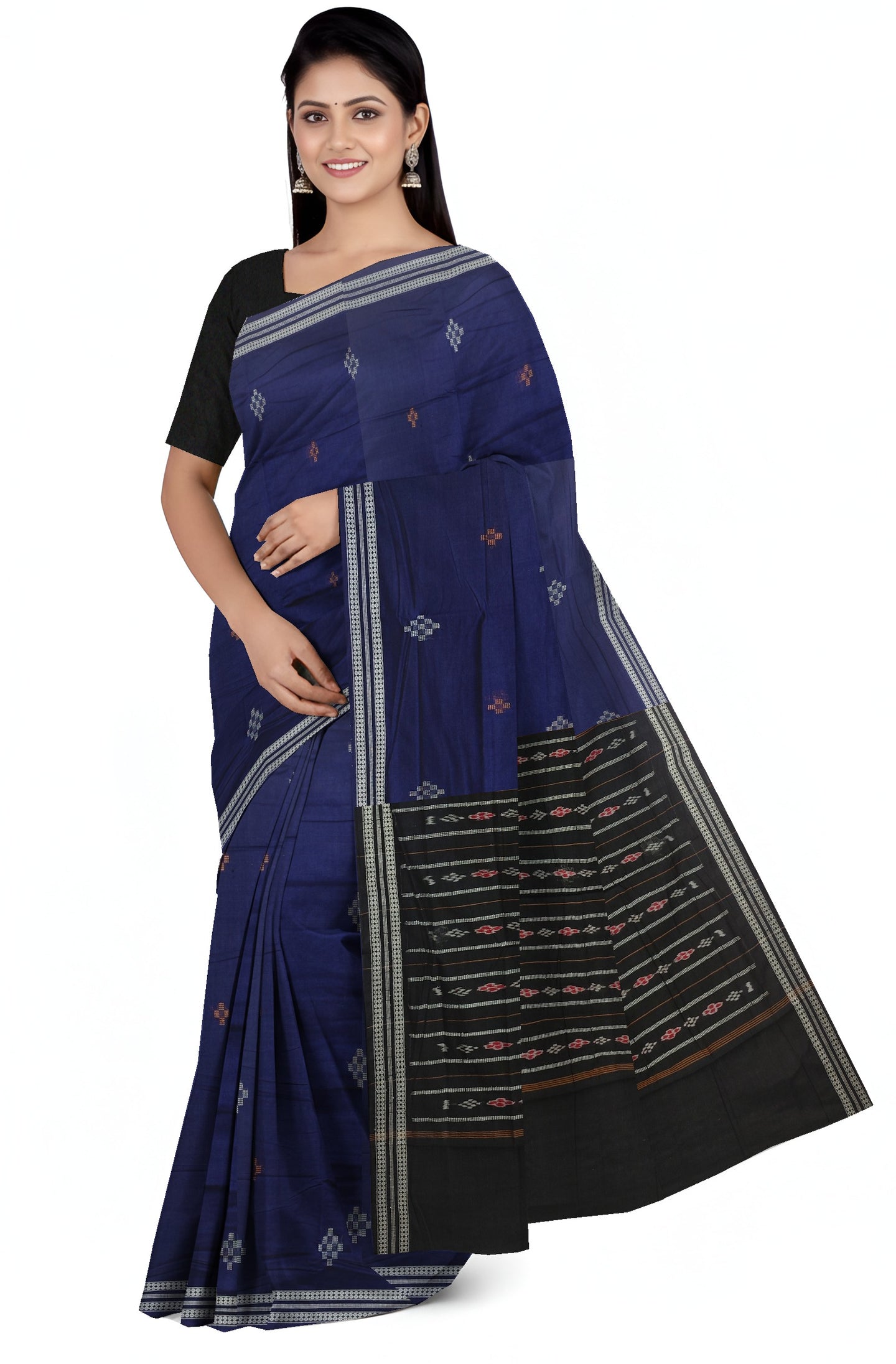 Deep Blue Bomkai Butti Saree