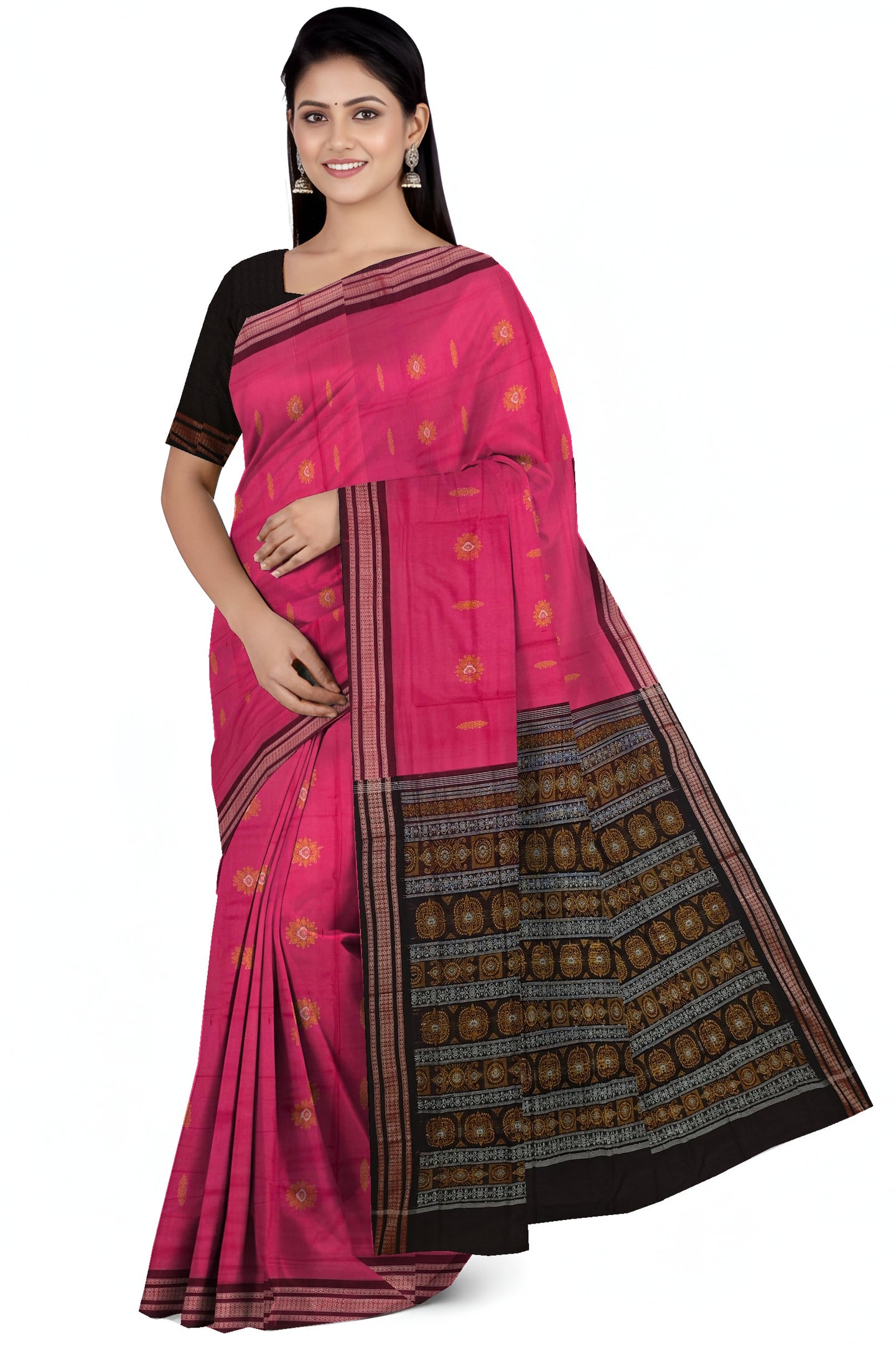 Hot Pink Bomkai Sambalapuri Saree