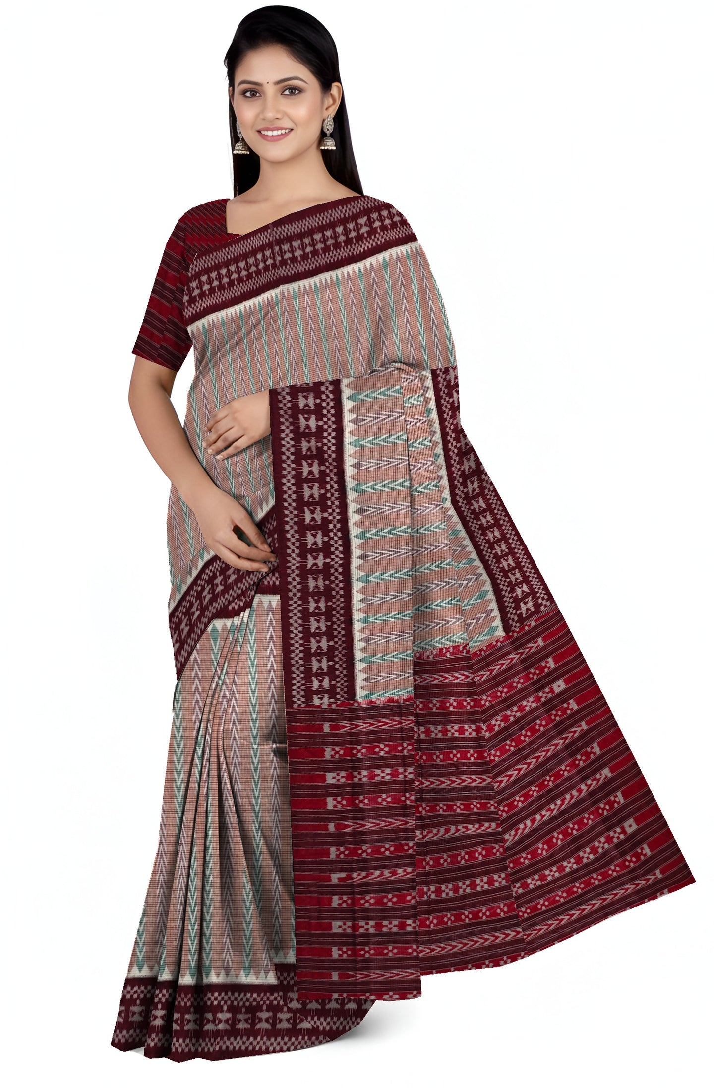 Brown Green Dhanpatri Bandha Saree