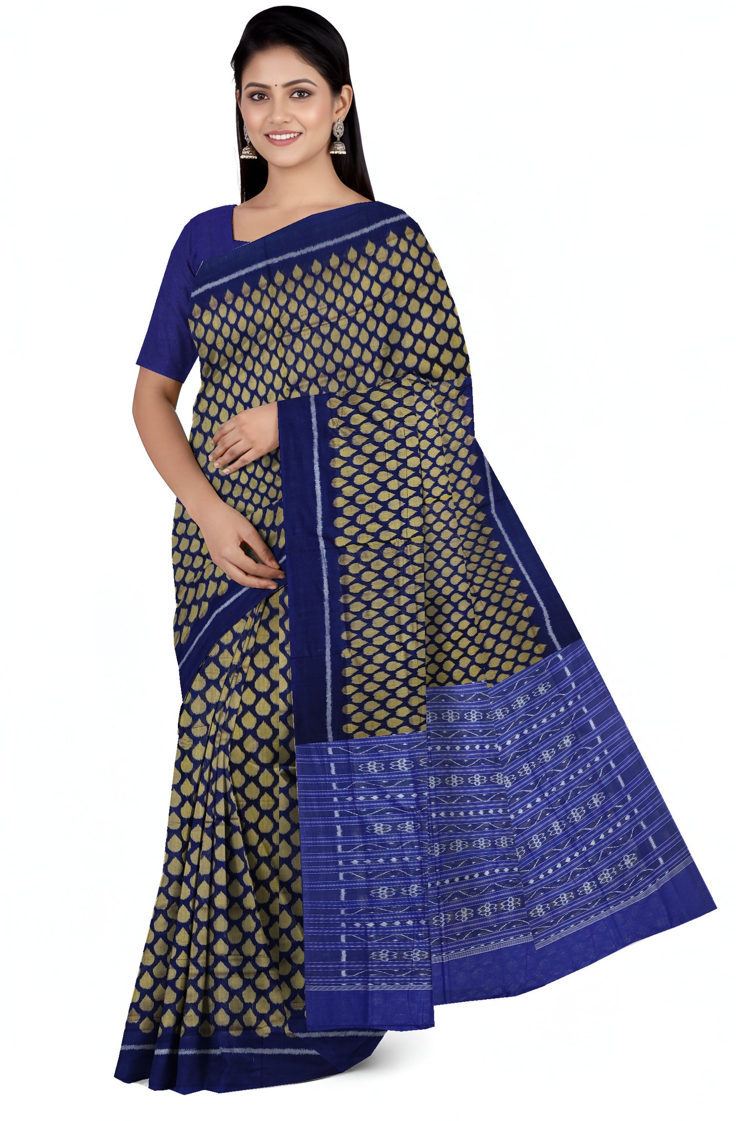Blue Golden Tikili Bandha Saree