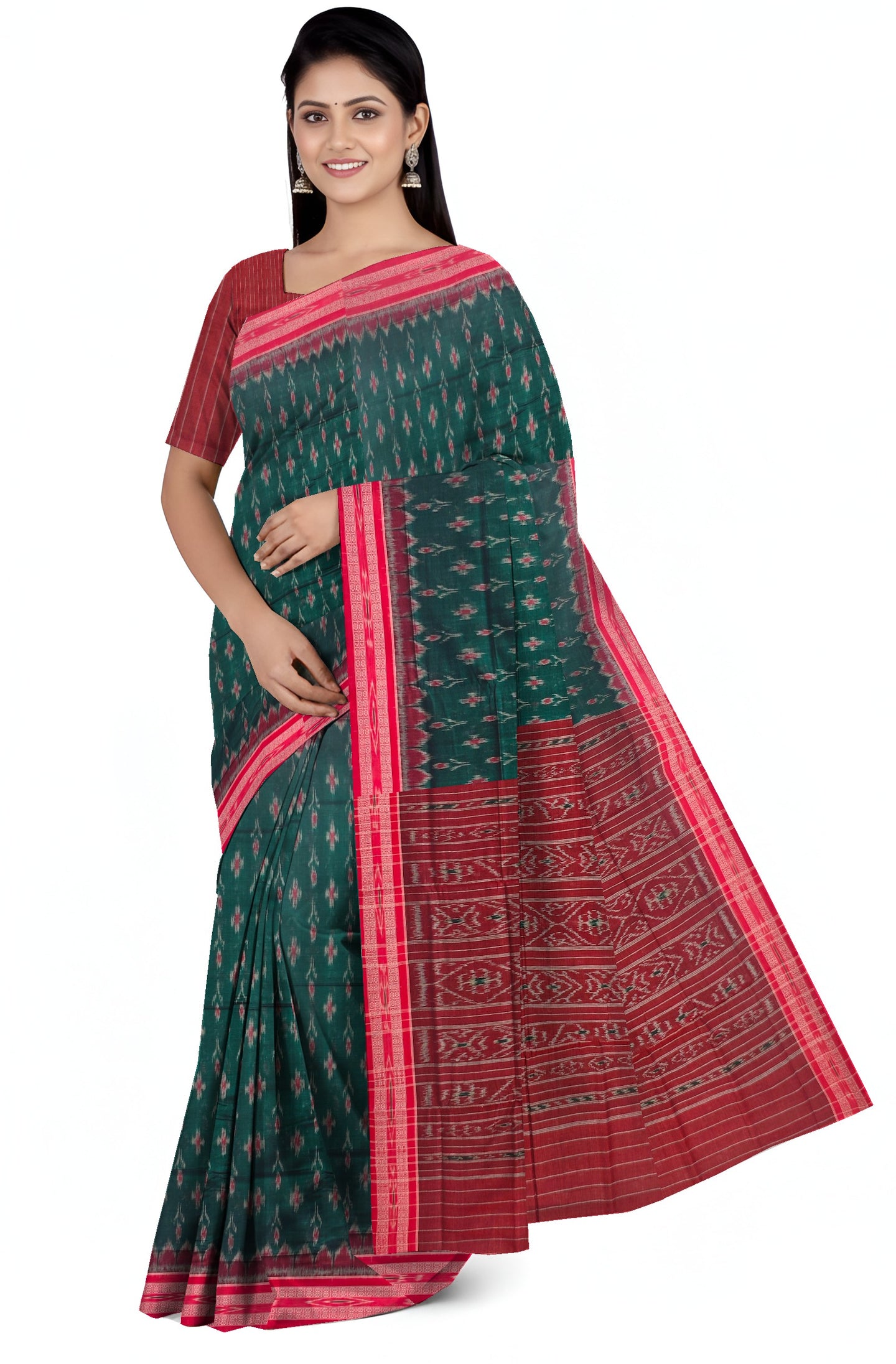 Green Mania Bandha Traditional Katiki Saree | Odisha Handloom GI Tagged | Devnika