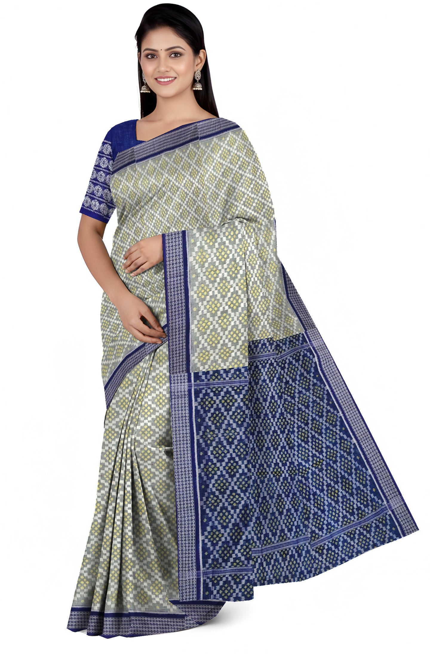 White & Yellow Bandha Pasapalli Saree | Odisha Handloom GI Tagged | Devnika