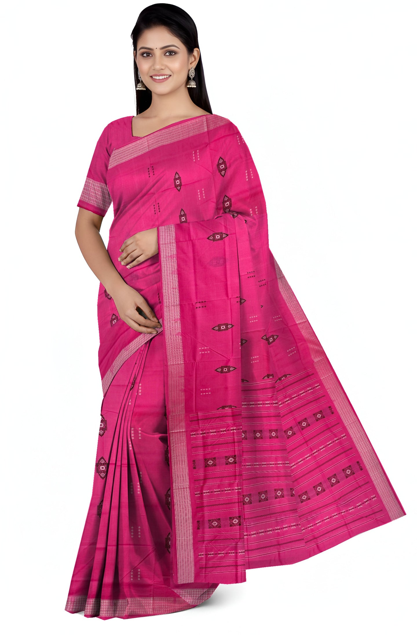 Pink Bomkai Butti Sambalapuri | Odisha Handloom GI Tagged | Devnika