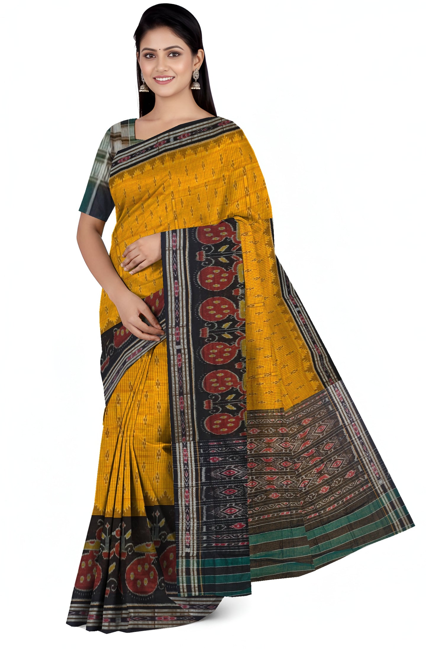 Golden Yellow Mania Bandha Traditional Katiki Saree | Odisha Handloom GI Tagged | Devnika