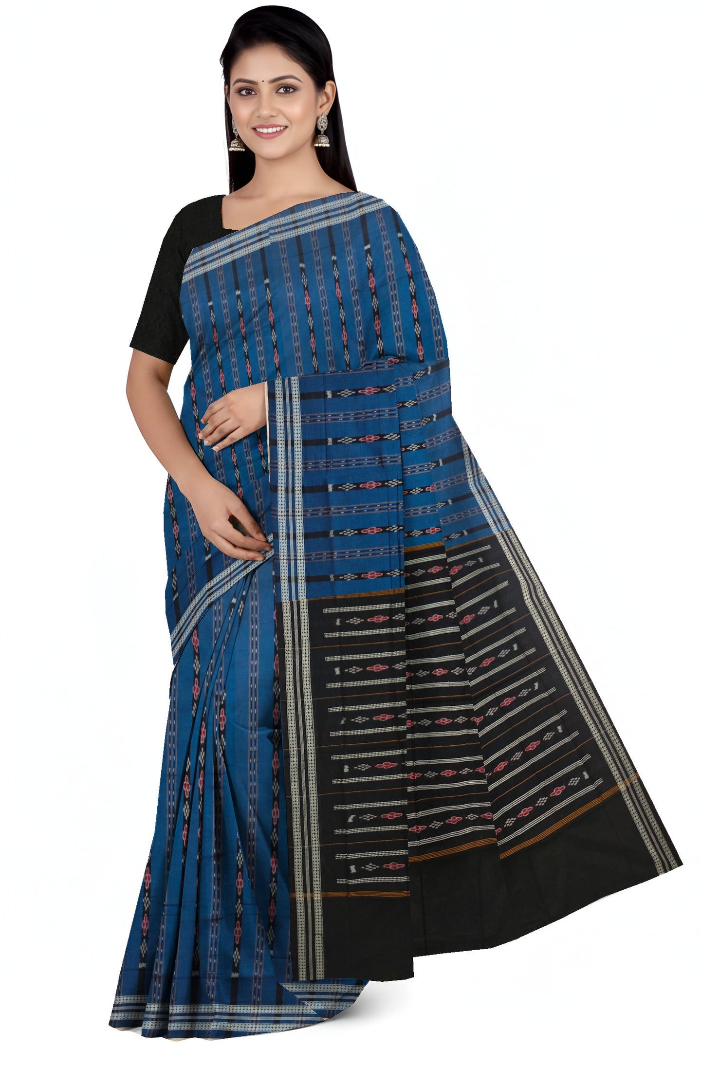 Blue Line Bandha Saree | Odisha Handloom GI Tagged | Devnika
