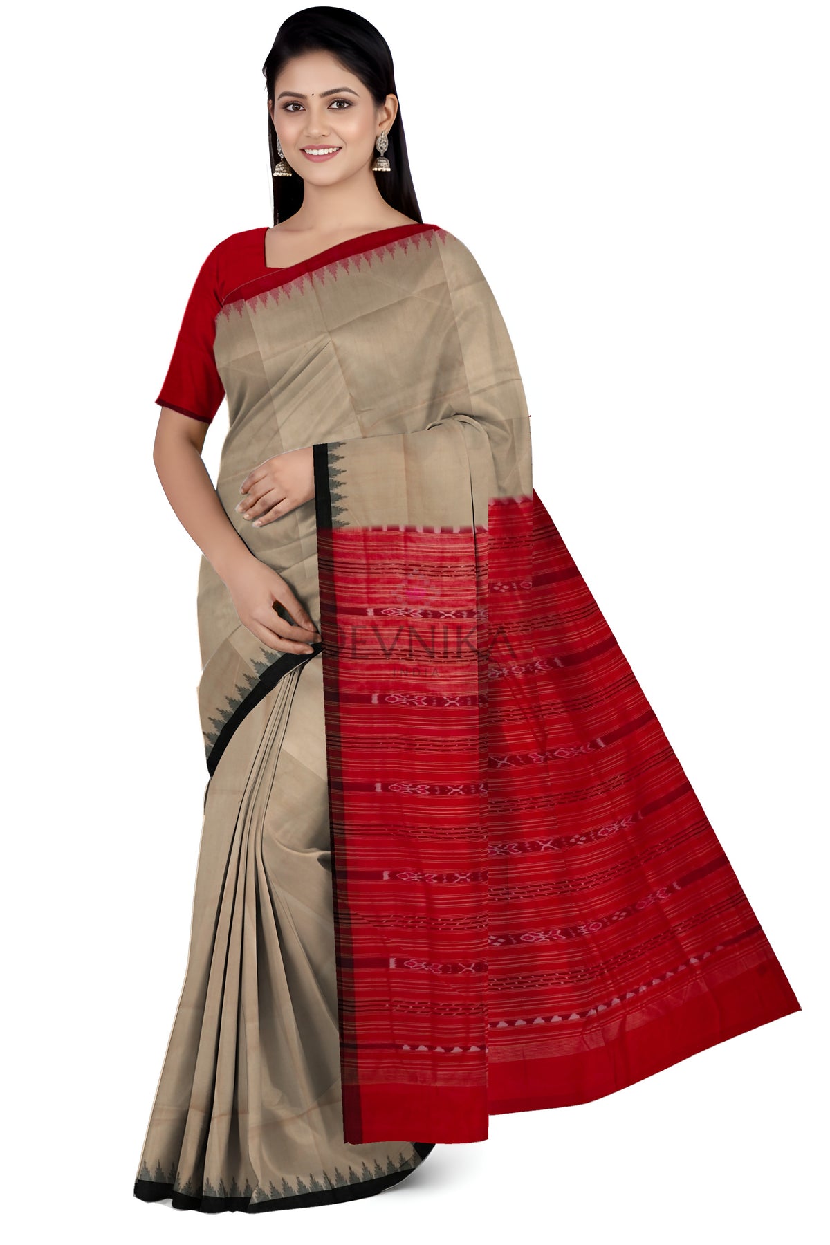 Chandan Ganga Jamuna Cotton Bapta Saree | Odisha Handloom GI Tagged | Devnika