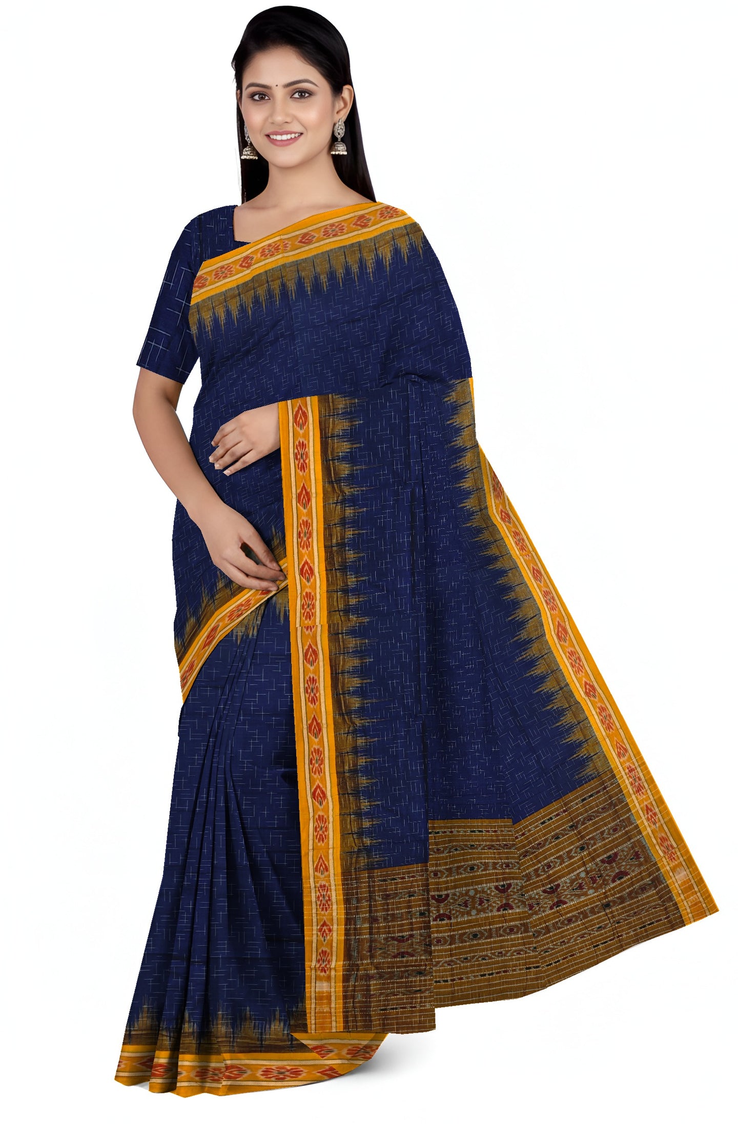 Deep Blue Mania Bandha Traditional Katiki Saree | Odisha Handloom GI Tagged | Devnika
