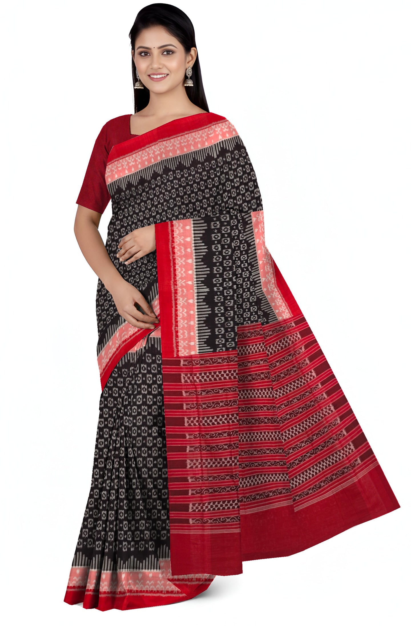 Dark Coffee Border Bandha Saree