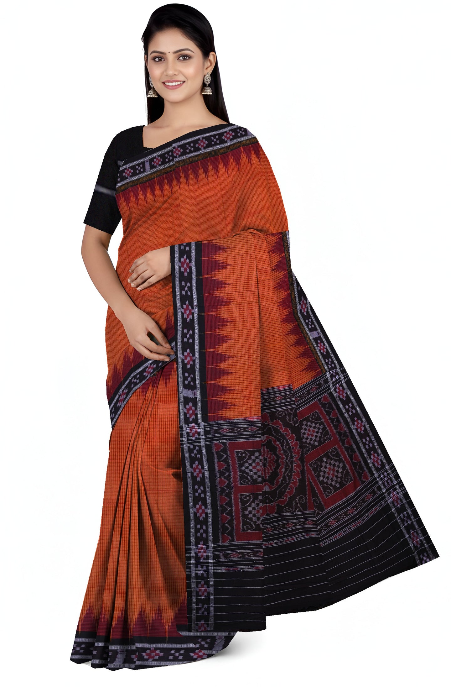 Golden Orange Mania Bandha Border Pasapalli Saree
