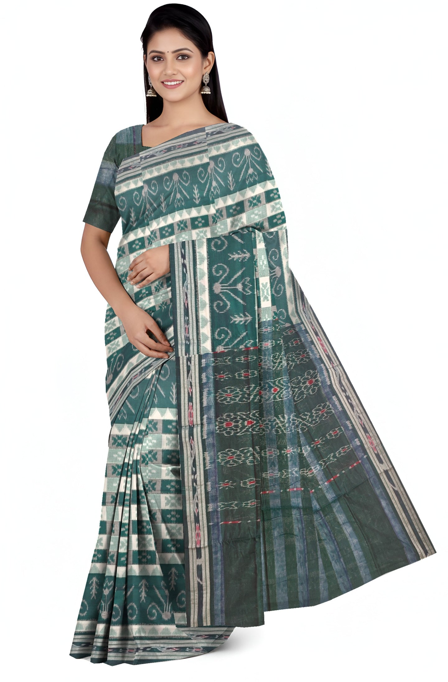 Green Mania Bandha Traditional Katiki Saree | Odisha Handloom GI Tagged | Devnika