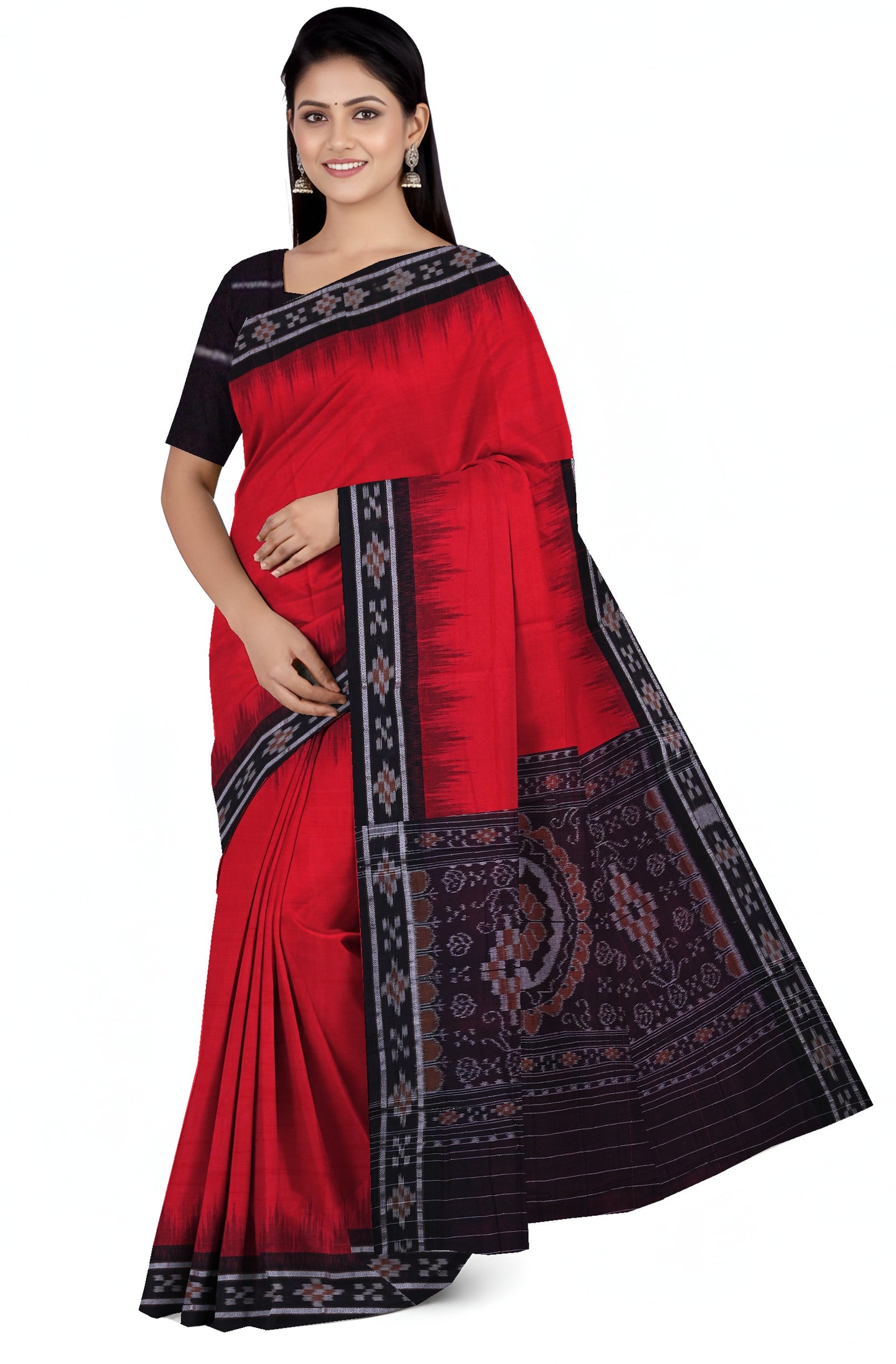 Red Mania Bandha Border Pasapalli Saree | Odisha Handloom GI Tagged | Devnika