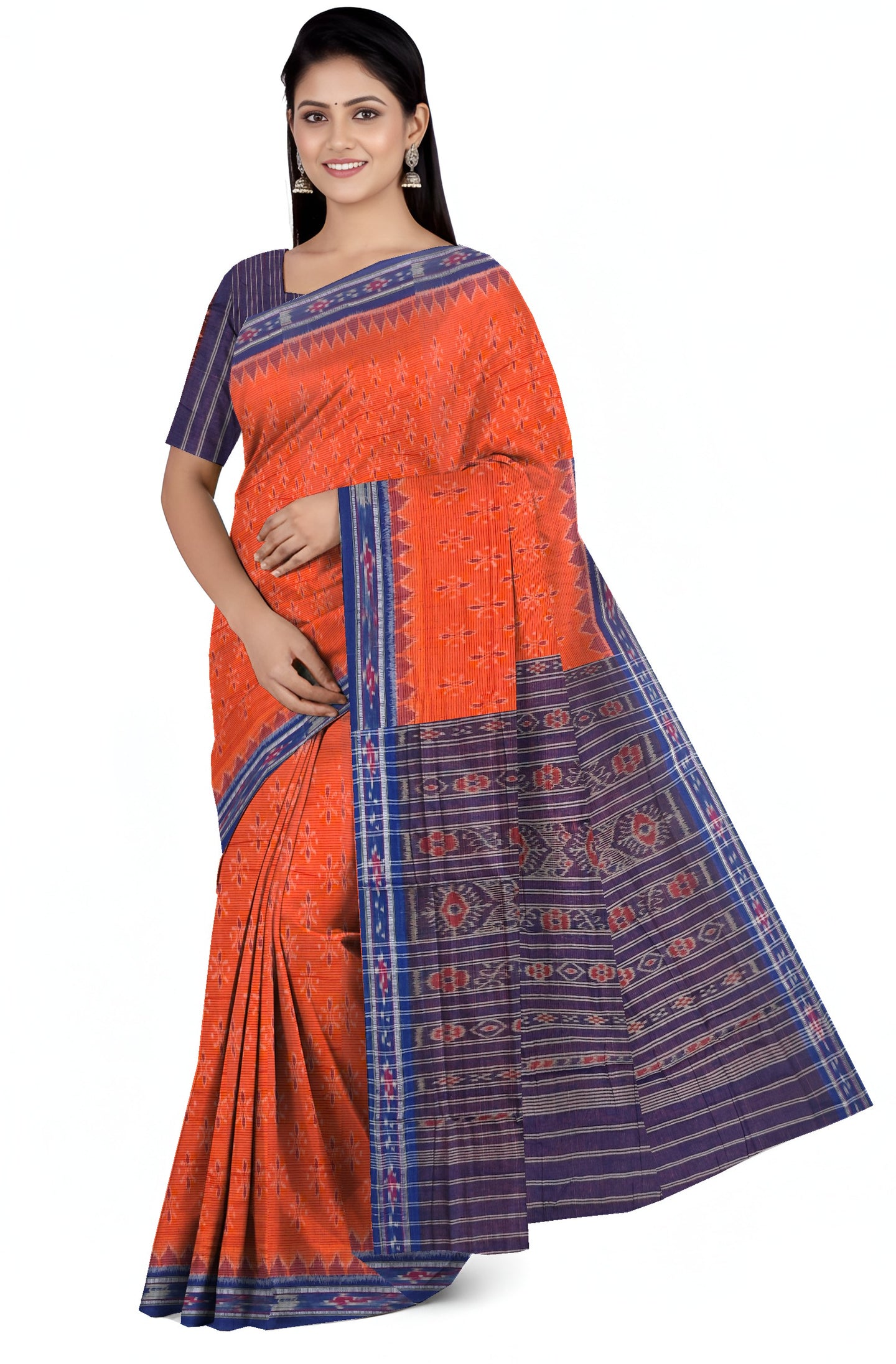 Orange Mania Bandha Traditional Katiki Saree | Odisha Handloom GI Tagged | Devnika