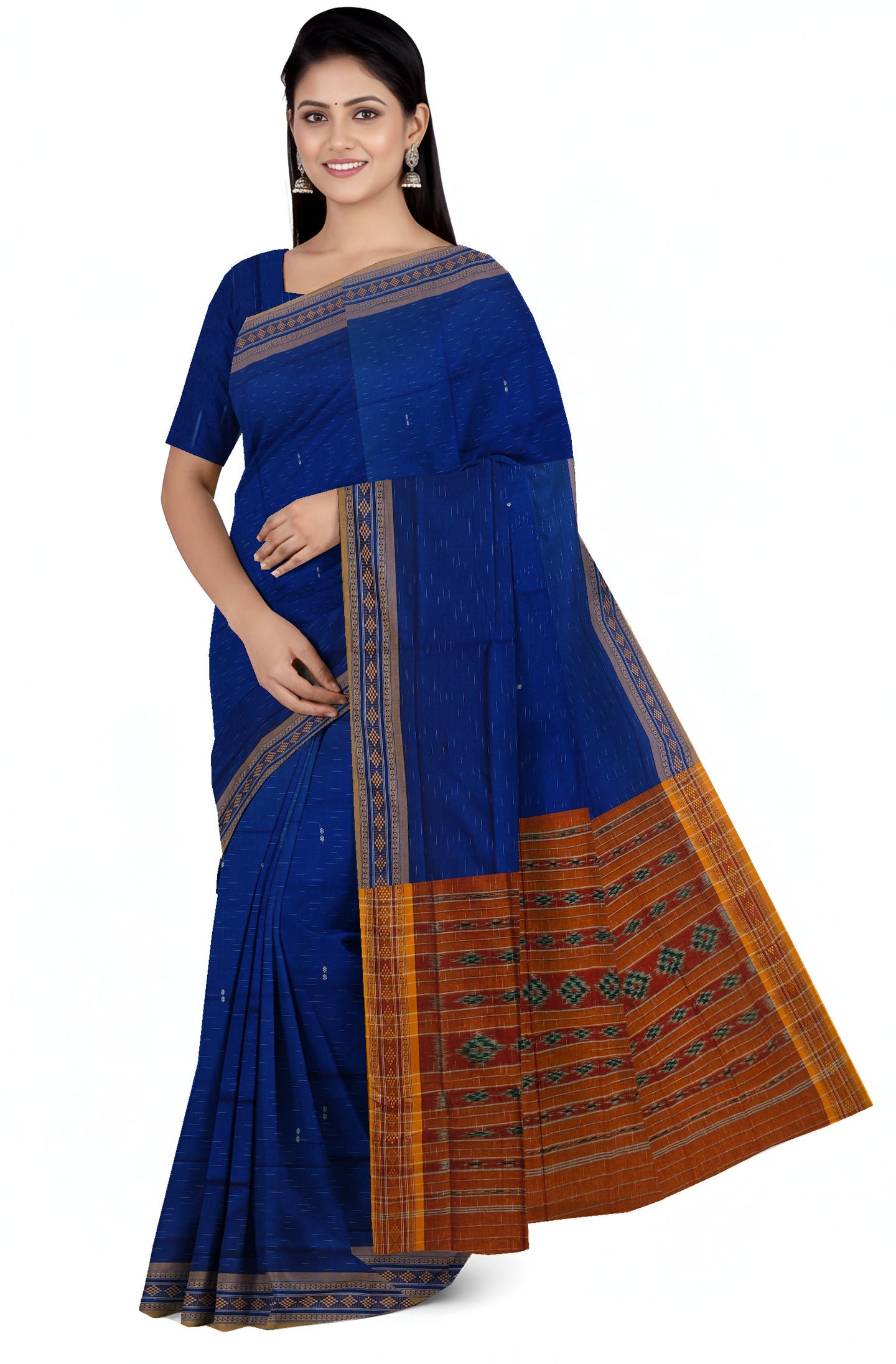 Navy Blue Bomkai Border Pasapalli Saree | Odisha Handloom GI Tagged | Devnika