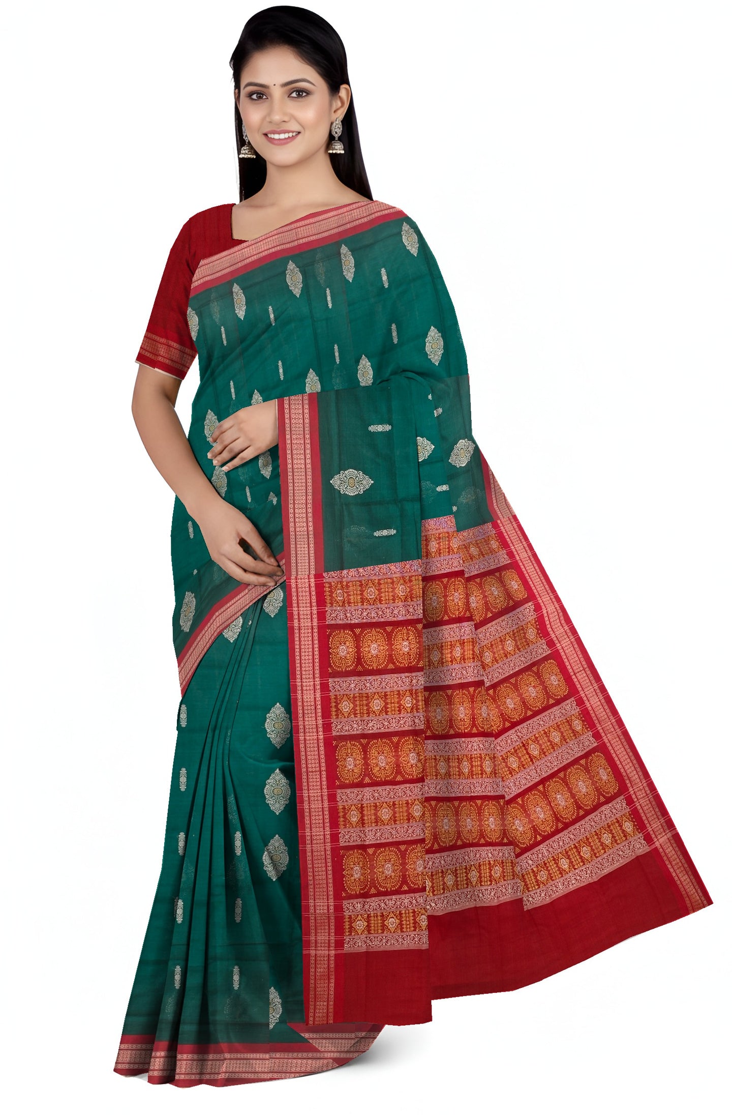 Green Bomkai Sambalapuri Saree