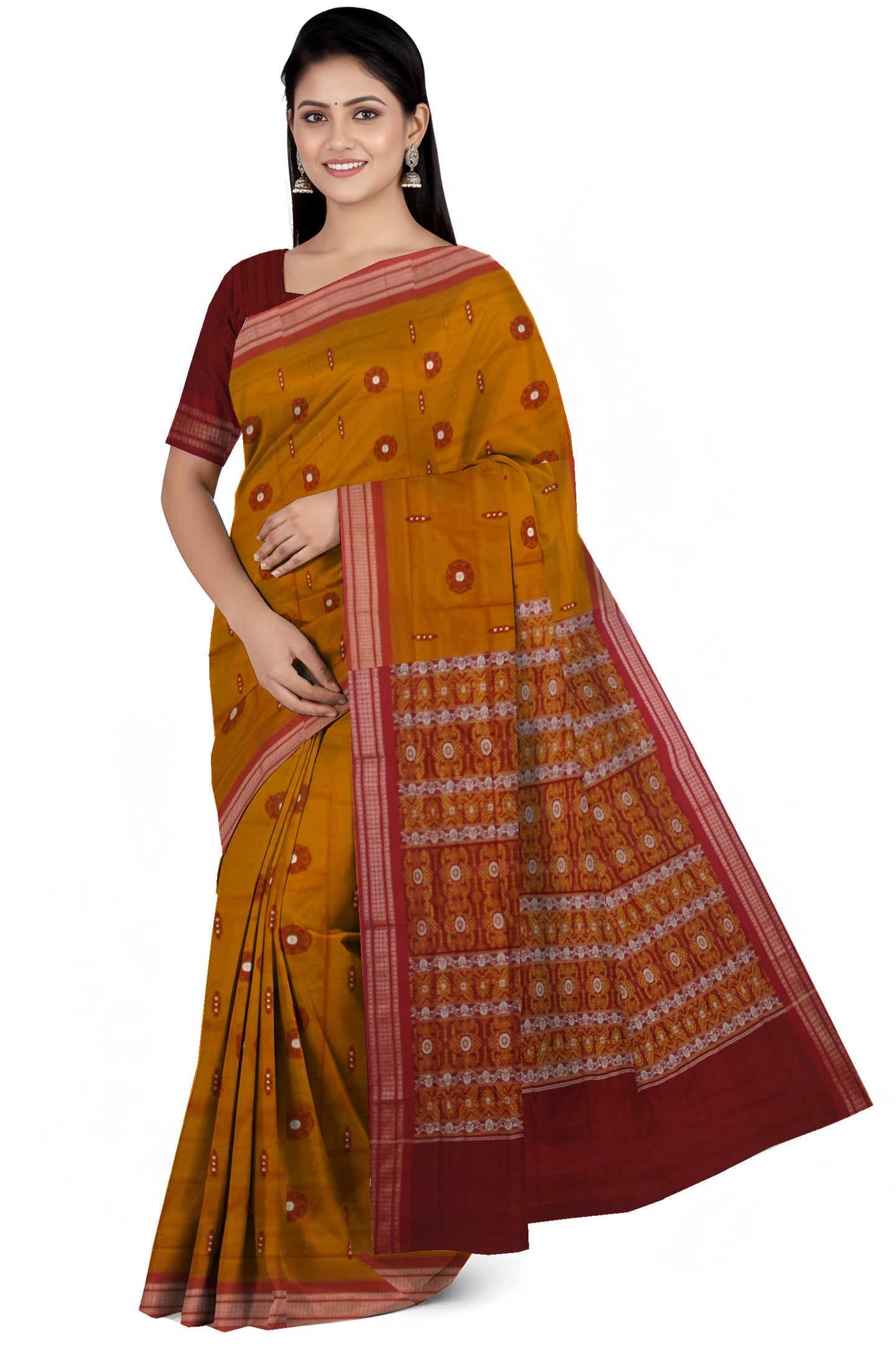 Deep Brown Bomkai Sambalapuri Saree