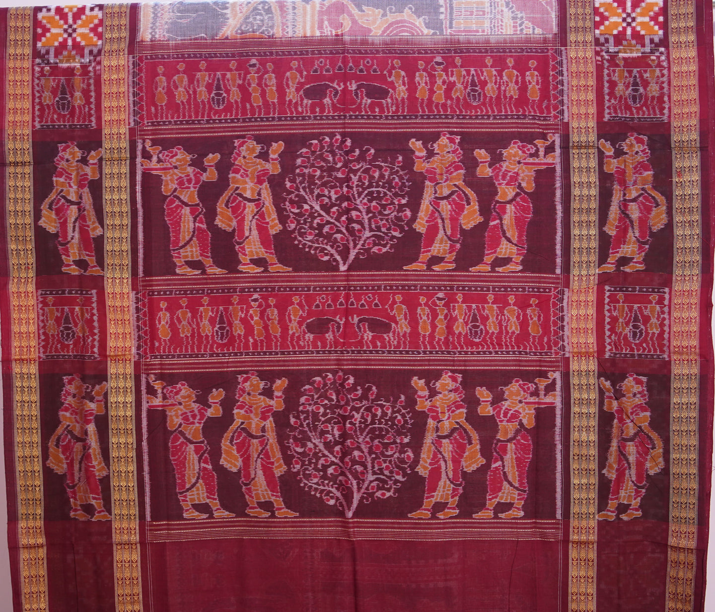 Light Red Traditional Konark Bandha Saree