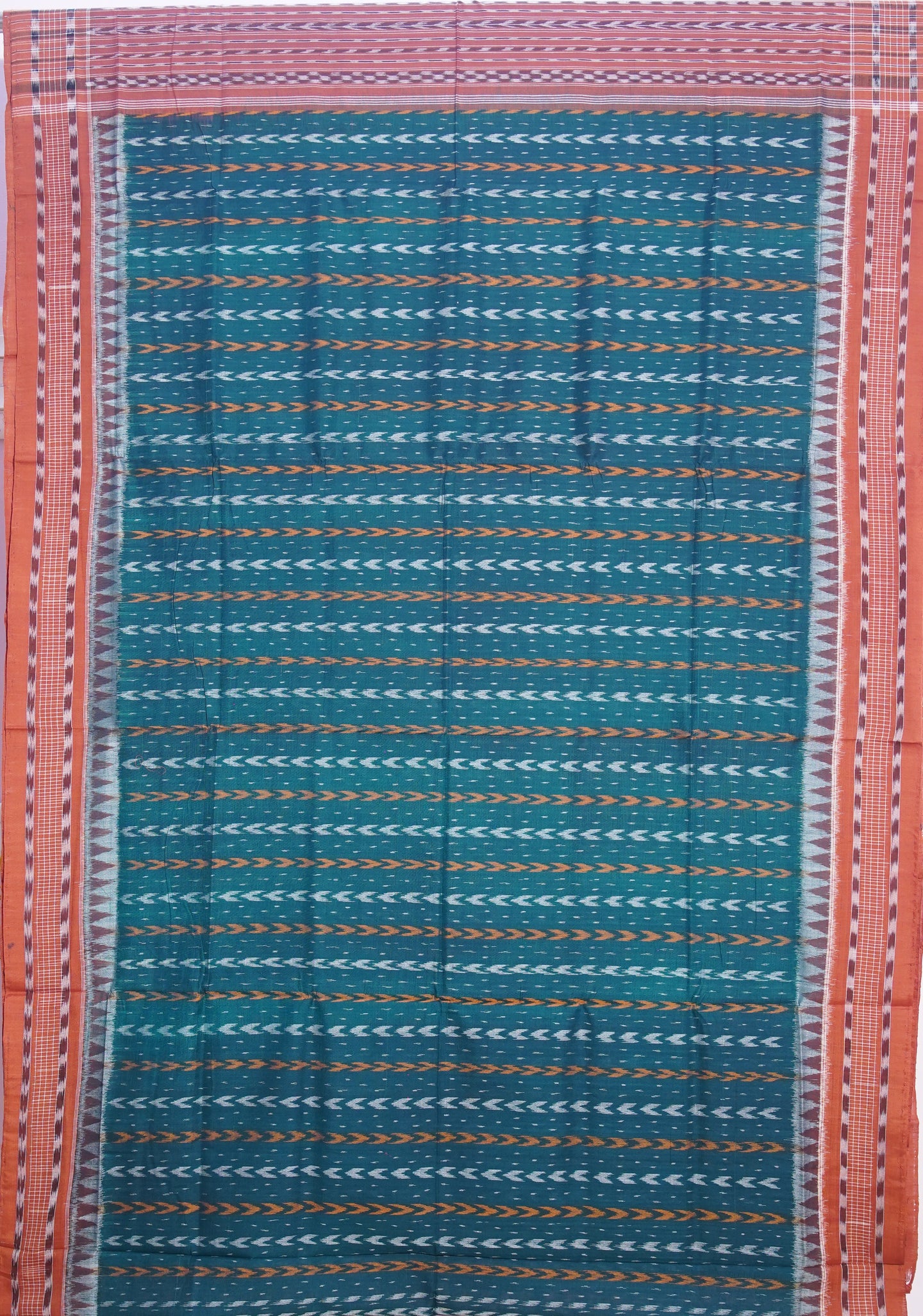 Teal Green Khajuri Pati Bandha Saree