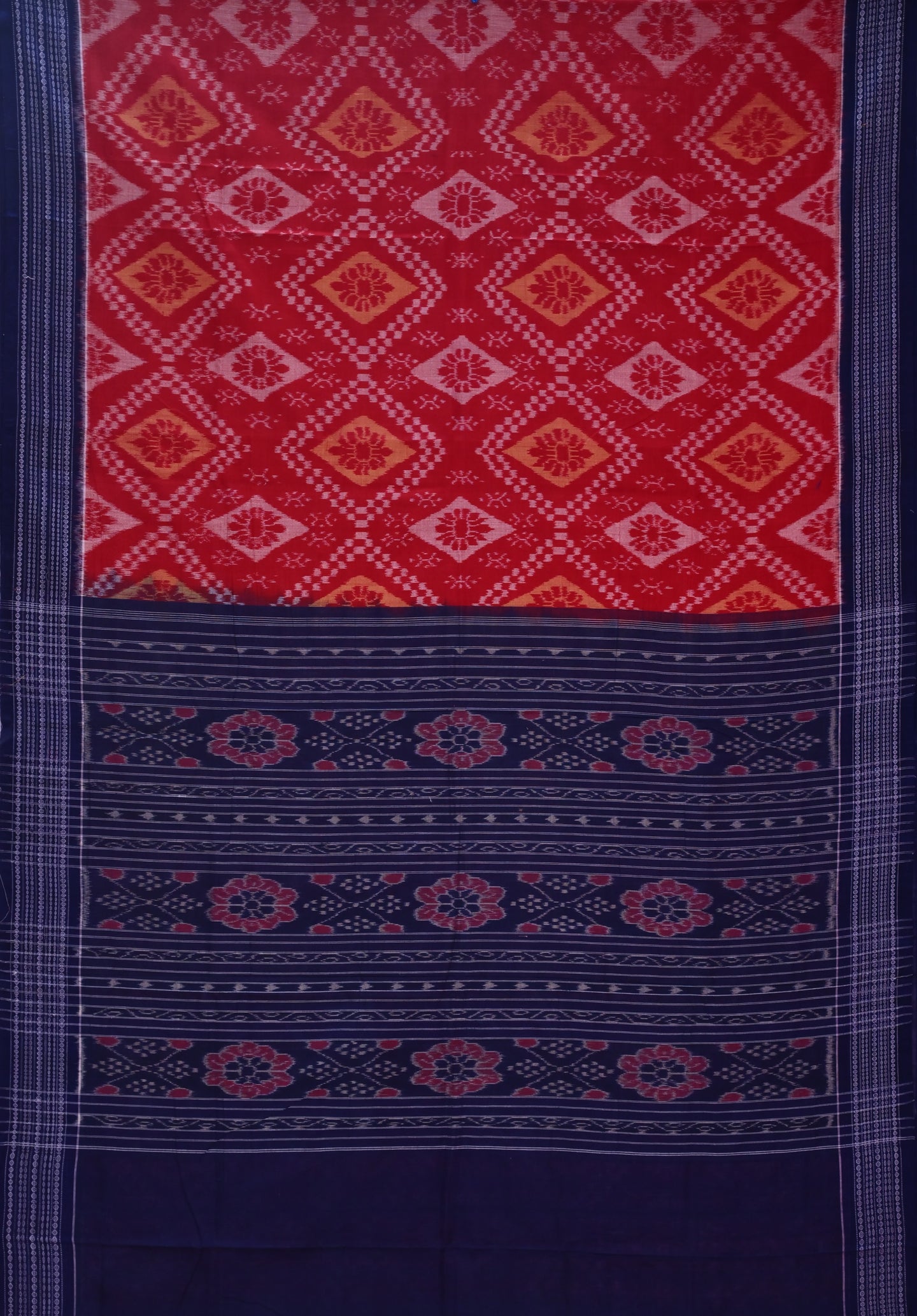 Red And Brwon Paper Bandha Saree