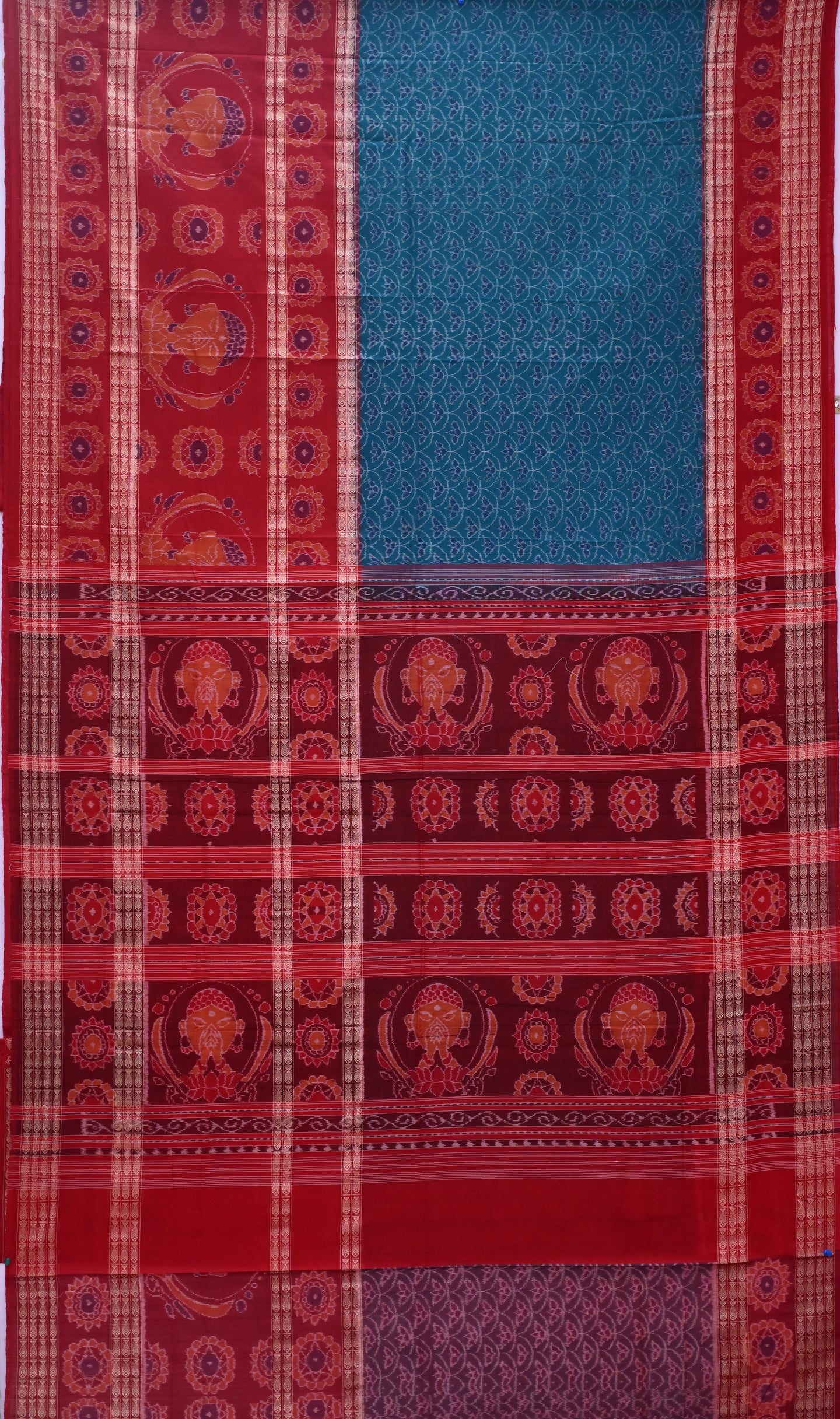 Dark Cyan Namaskar Bandha Saree
