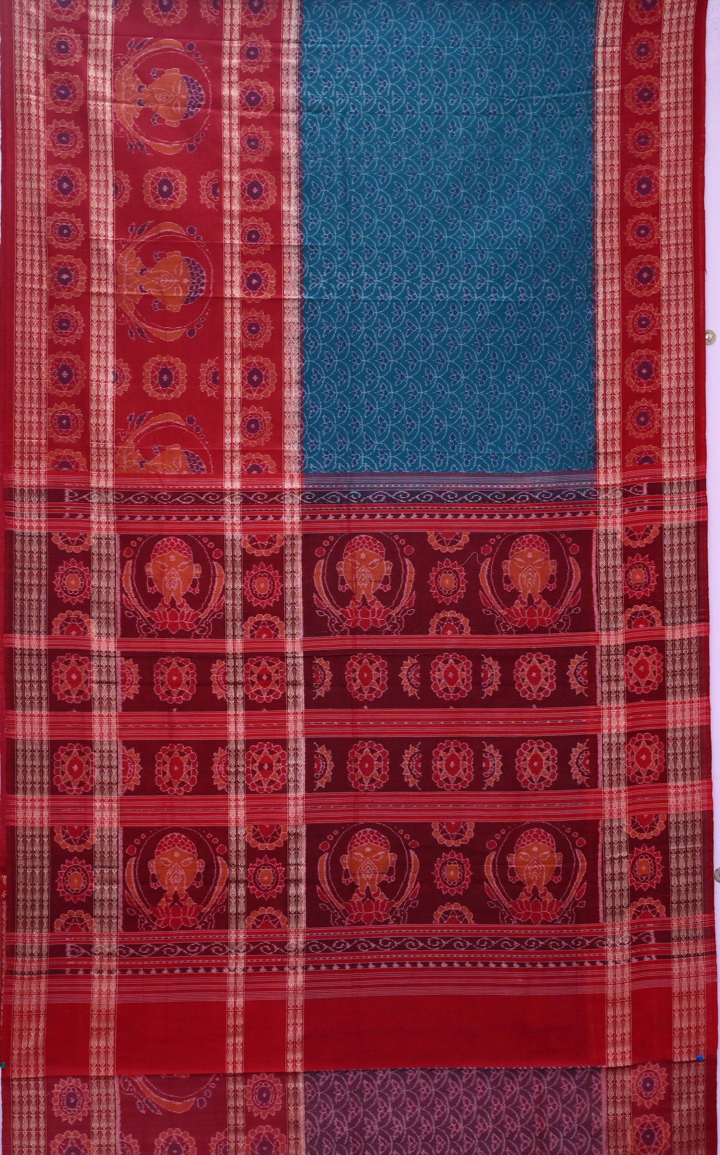 Teal Green Namaskar Bandha Saree