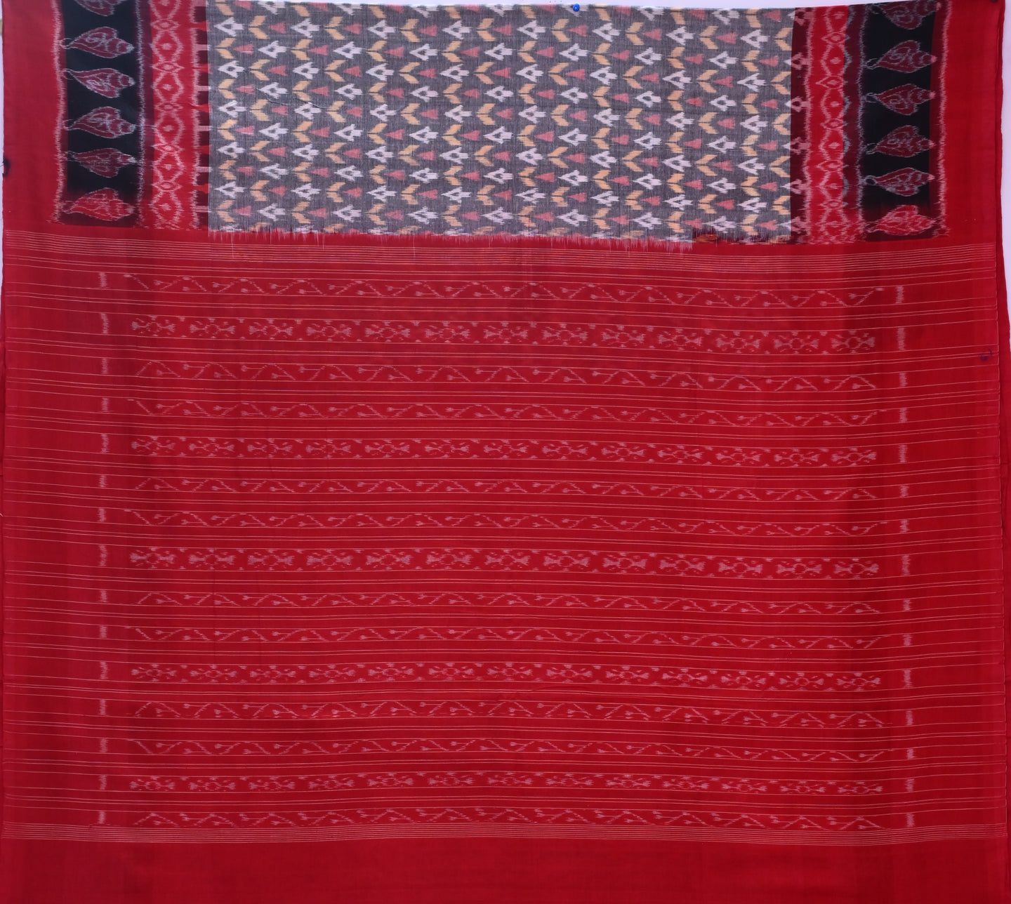 White, Bronze Double Border Bandha Saree