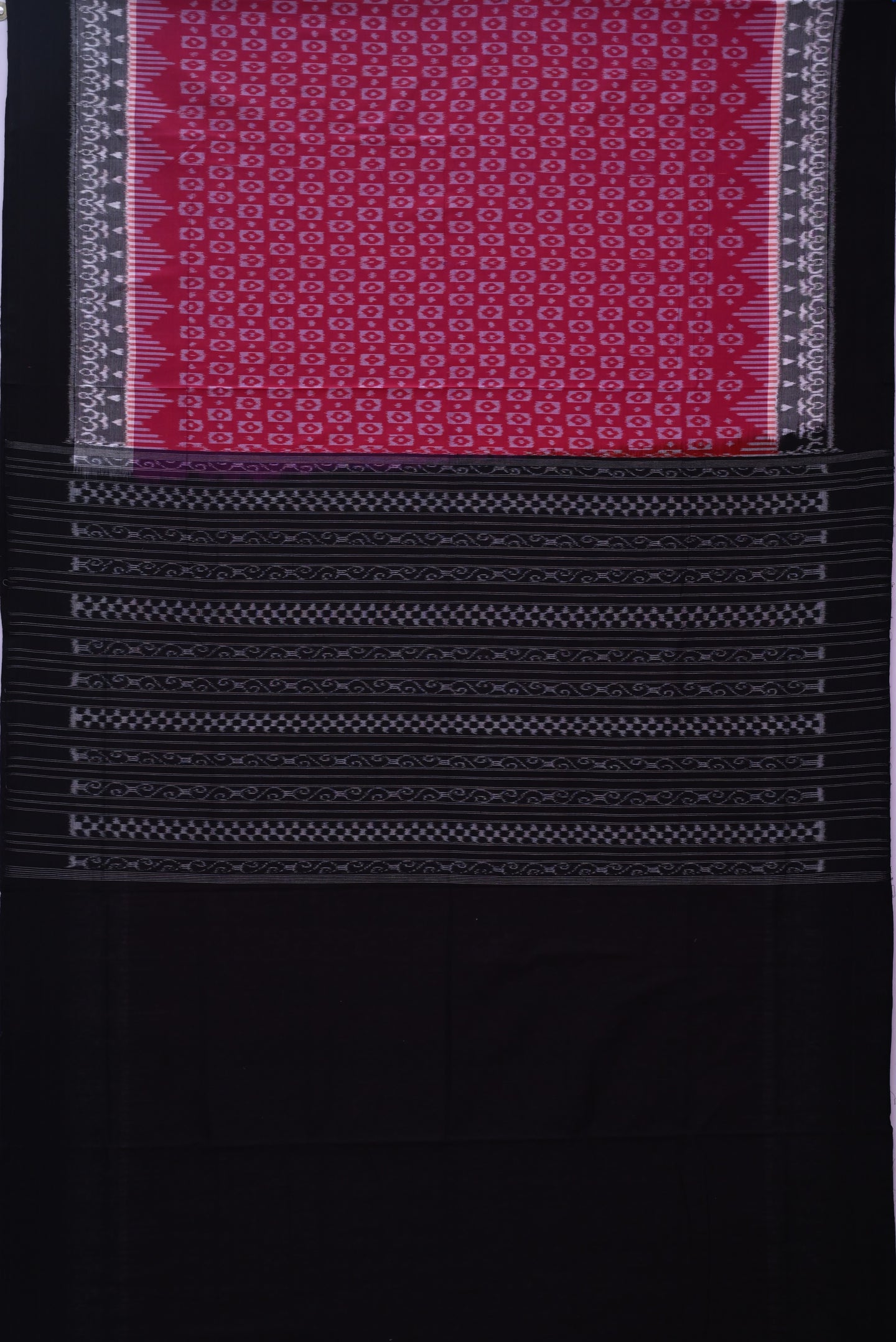 White Double Border Bandha Saree