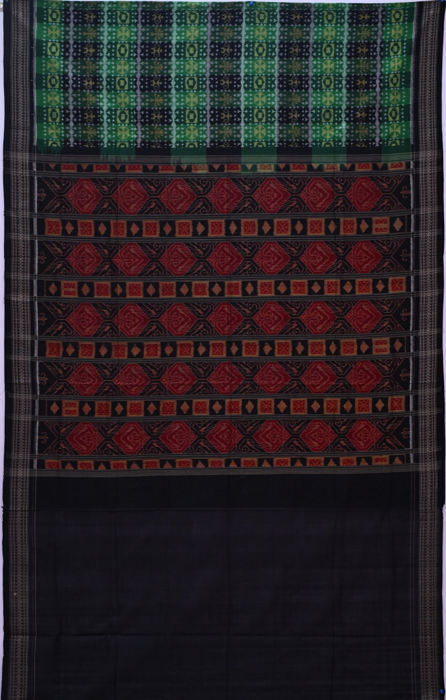 Green, Golden Teracota Bandha Saree