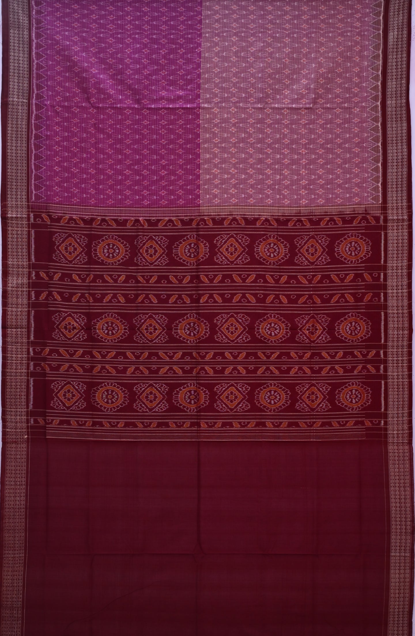 Magenta Half Half Bandha Saree(With Blouse)