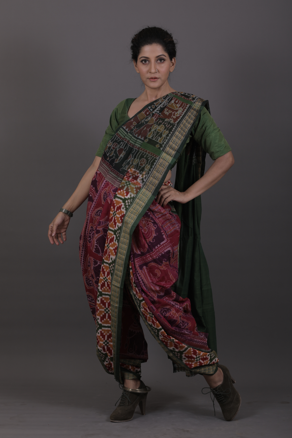 Magenta Traditional Konark Bandha Saree