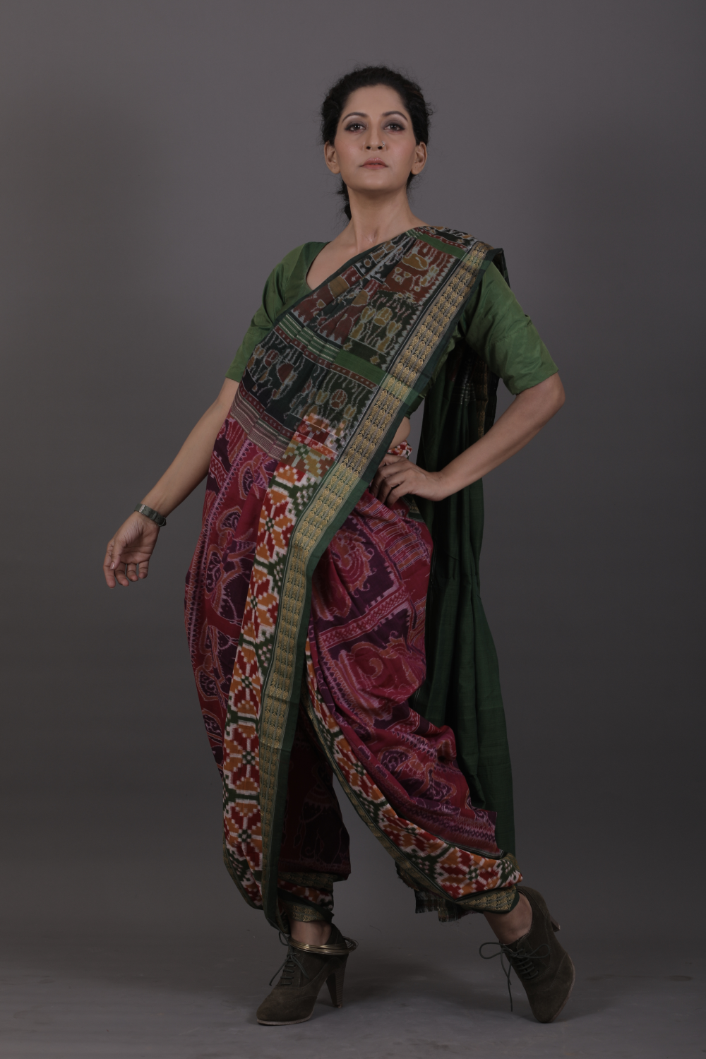 Magenta Traditional Konark Bandha Saree