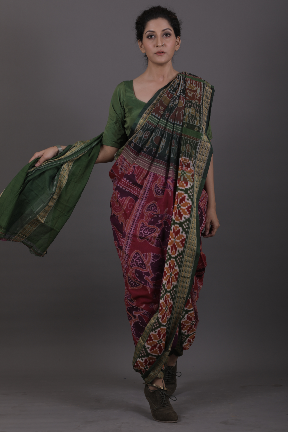 Magenta Traditional Konark Bandha Saree