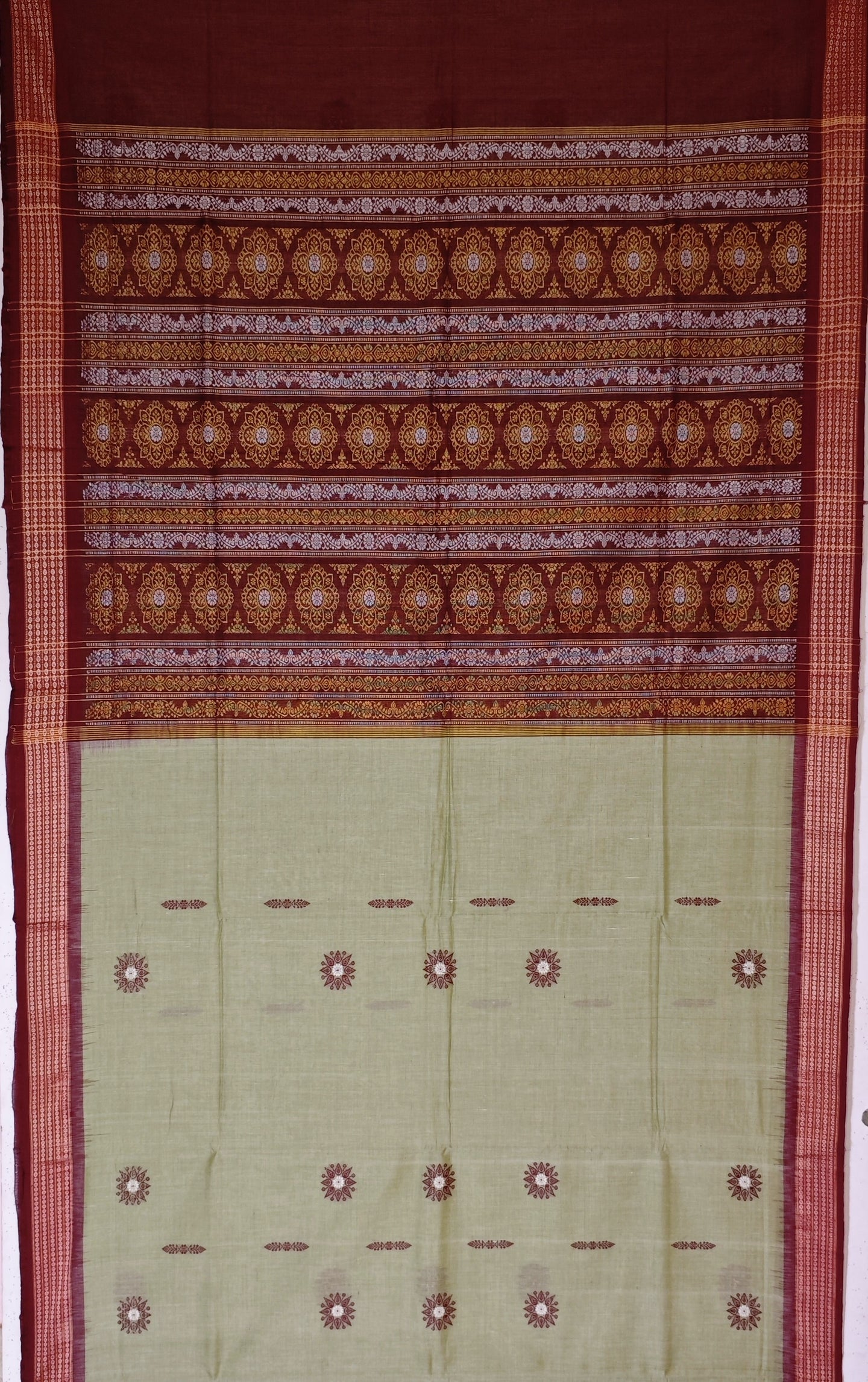 Grey Green Bomkai Saree