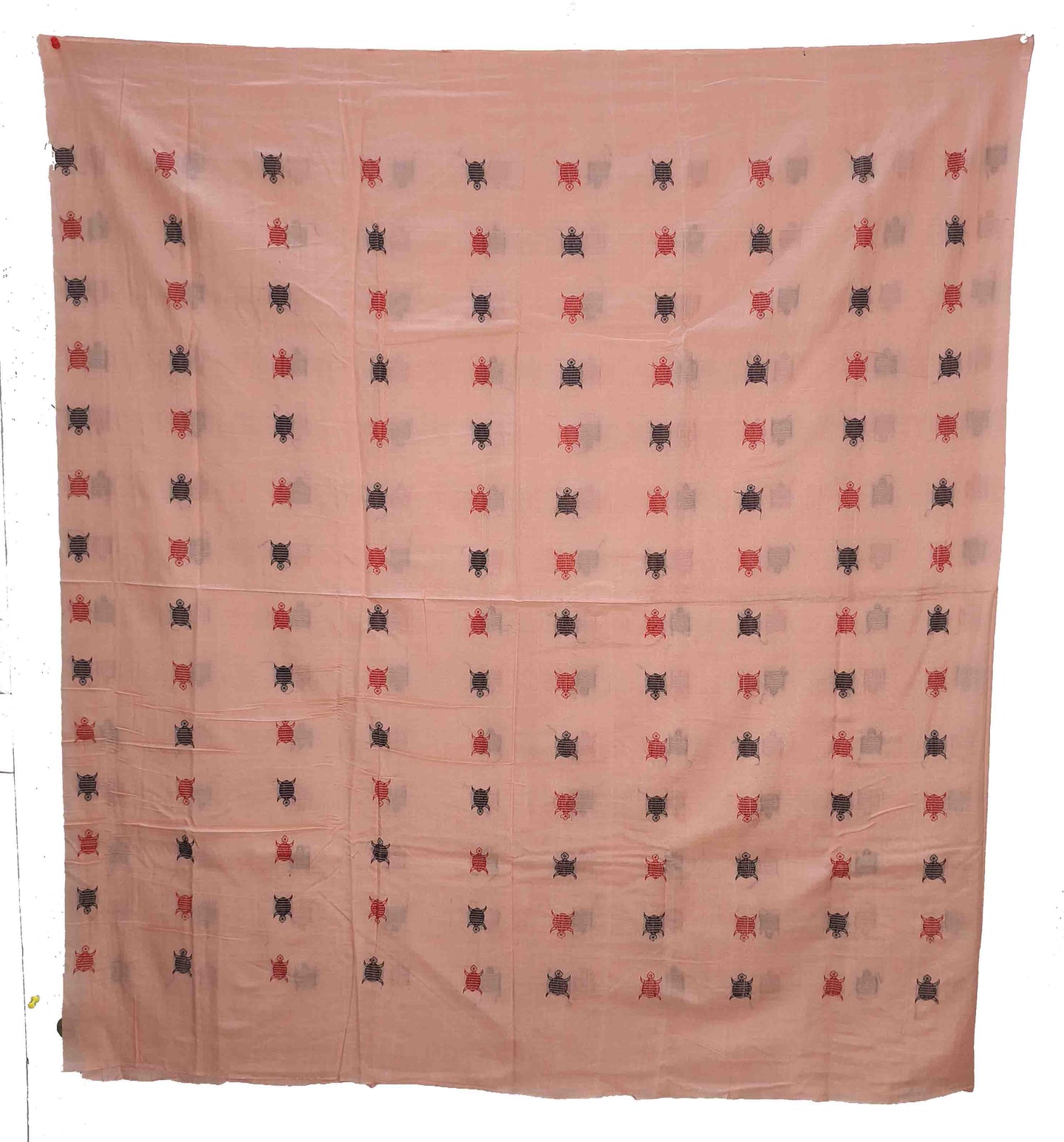 Salmon, Black & Red Bomkai Shirt/Top Piece