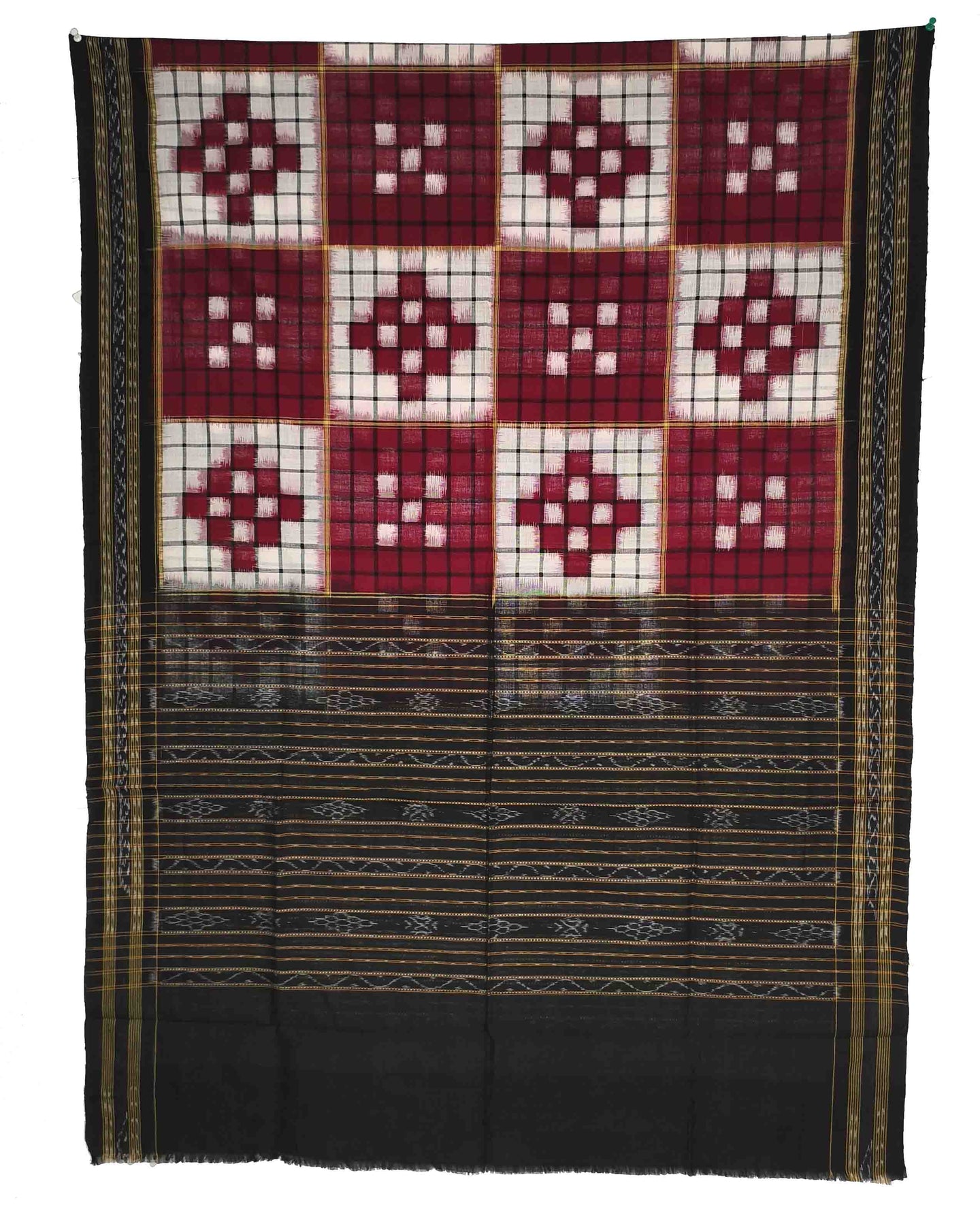 Maroon & black Sambalpuri Pasapalli Chunri