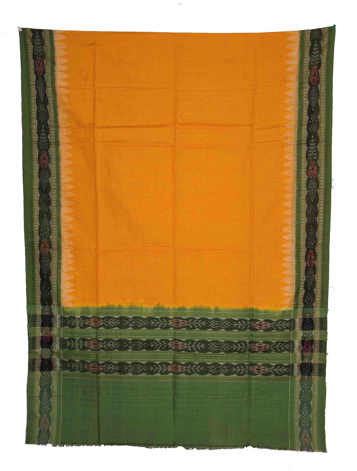 Golden Yellow & Olive Green Sambalpuri Tani Chunri