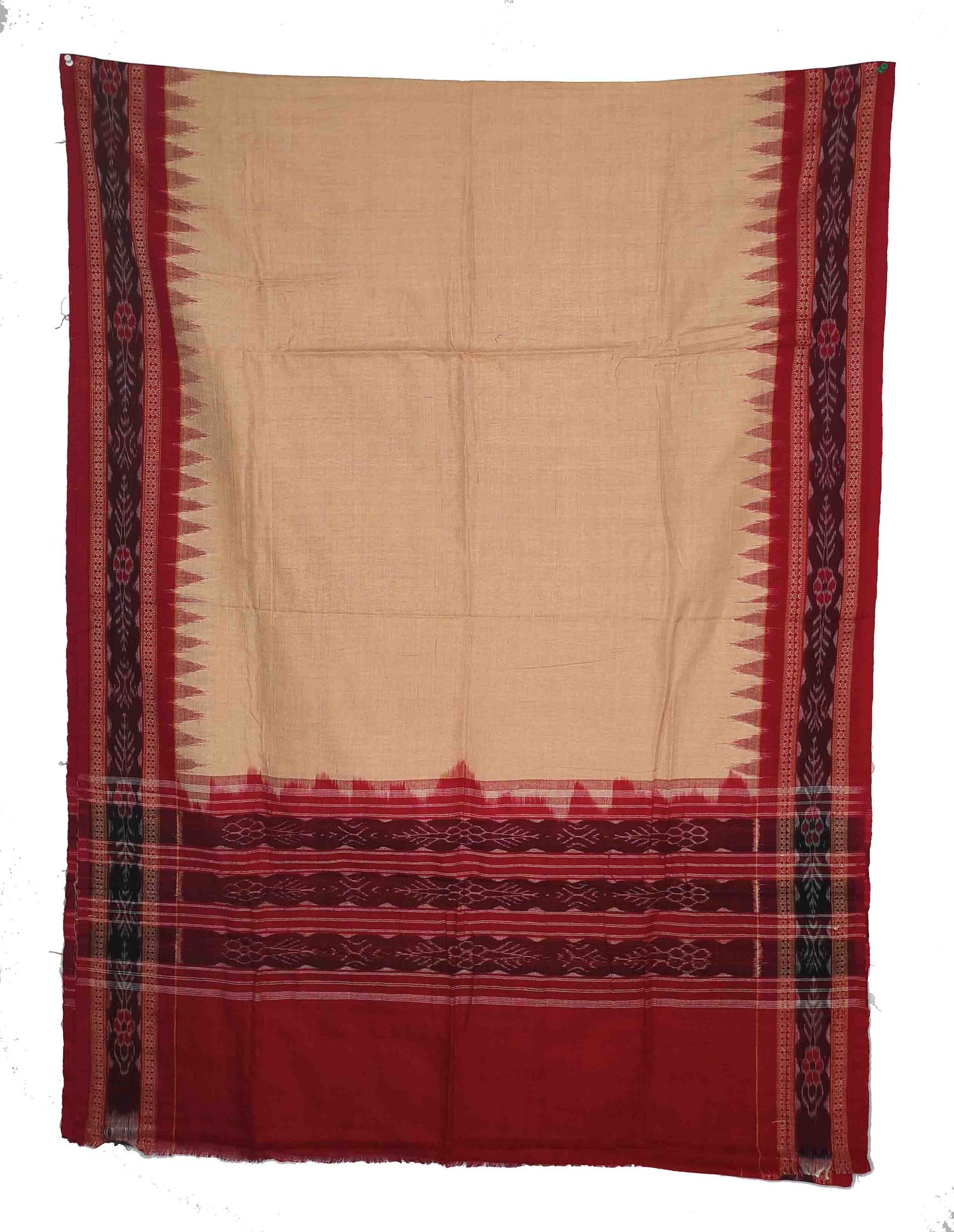 Peach & Red Sambalpuri Tani Chunri