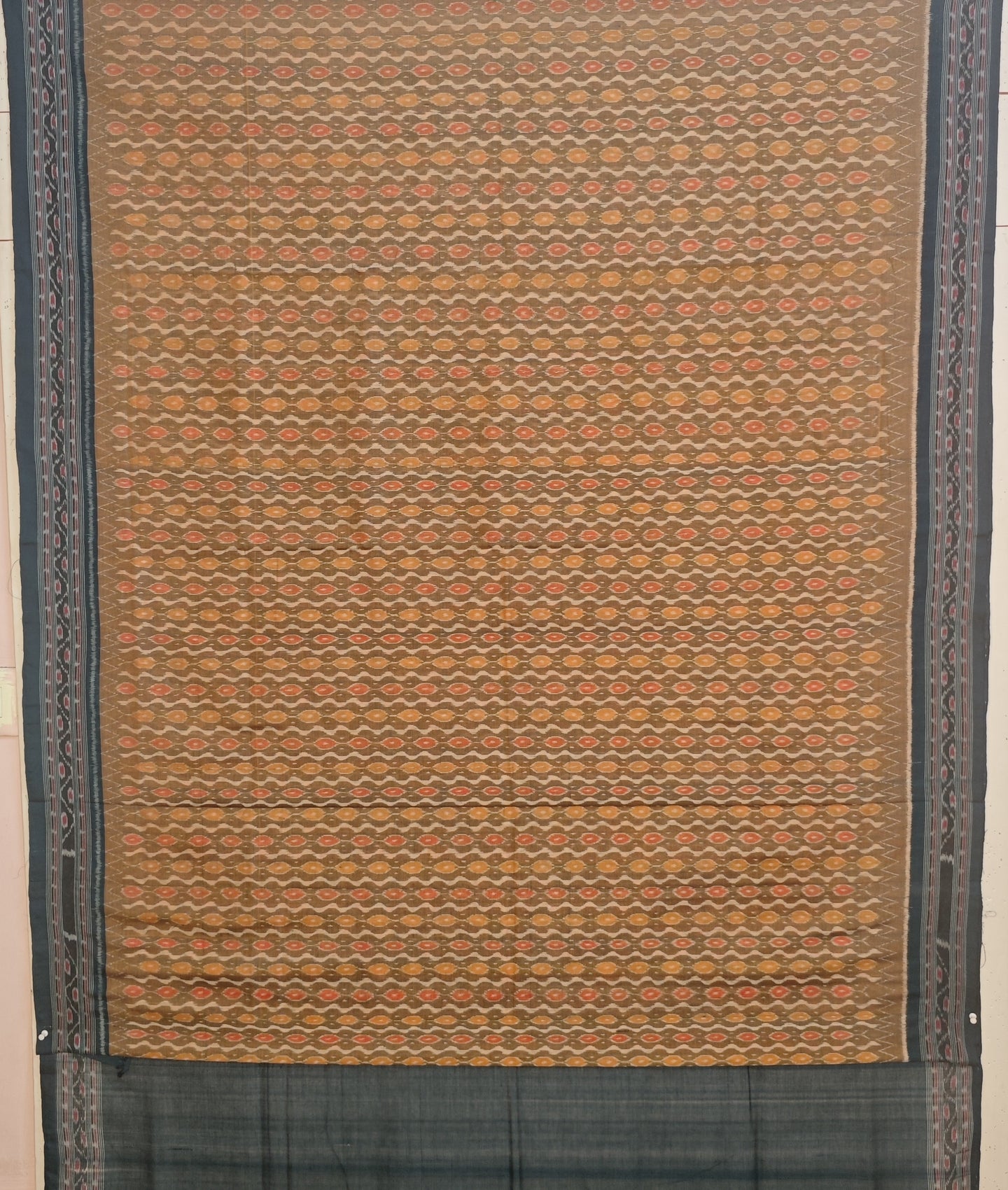 Golden Brown Traditional Body Bandha Saree | Odisha Handloom GI Tagged | Devnika
